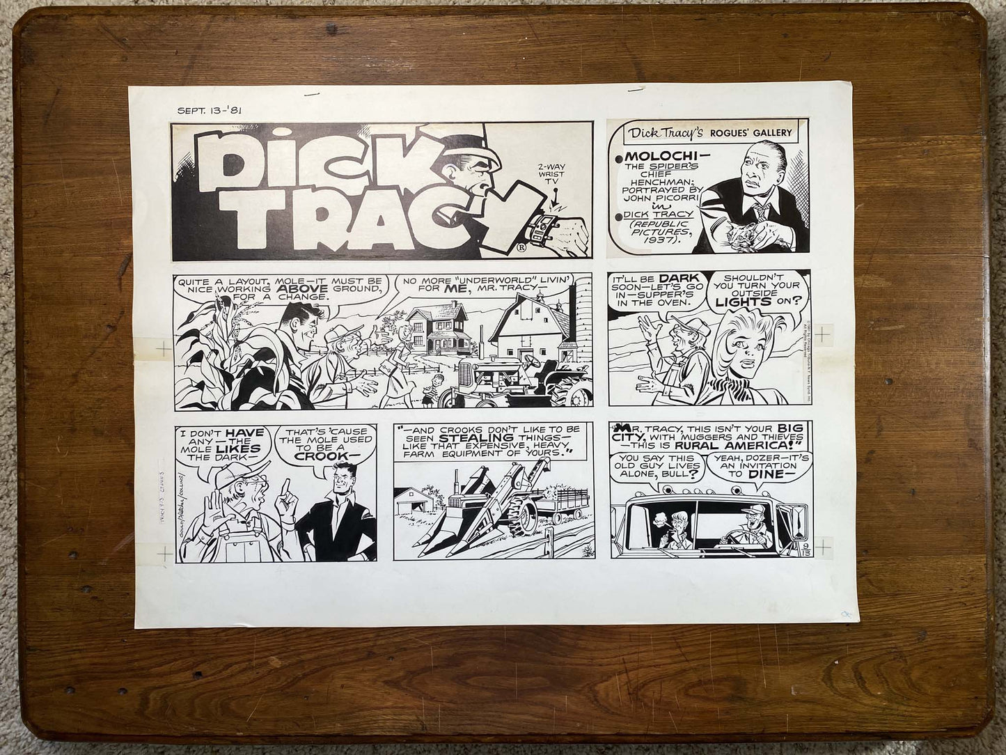 Dick Tracy Sunday 9/13/81 Original Art Illustration | Fletcher Studio
