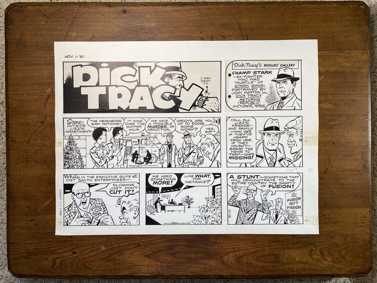 Dick Tracy Sunday 11/1/81 Original Art Illustration | Fletcher Studio