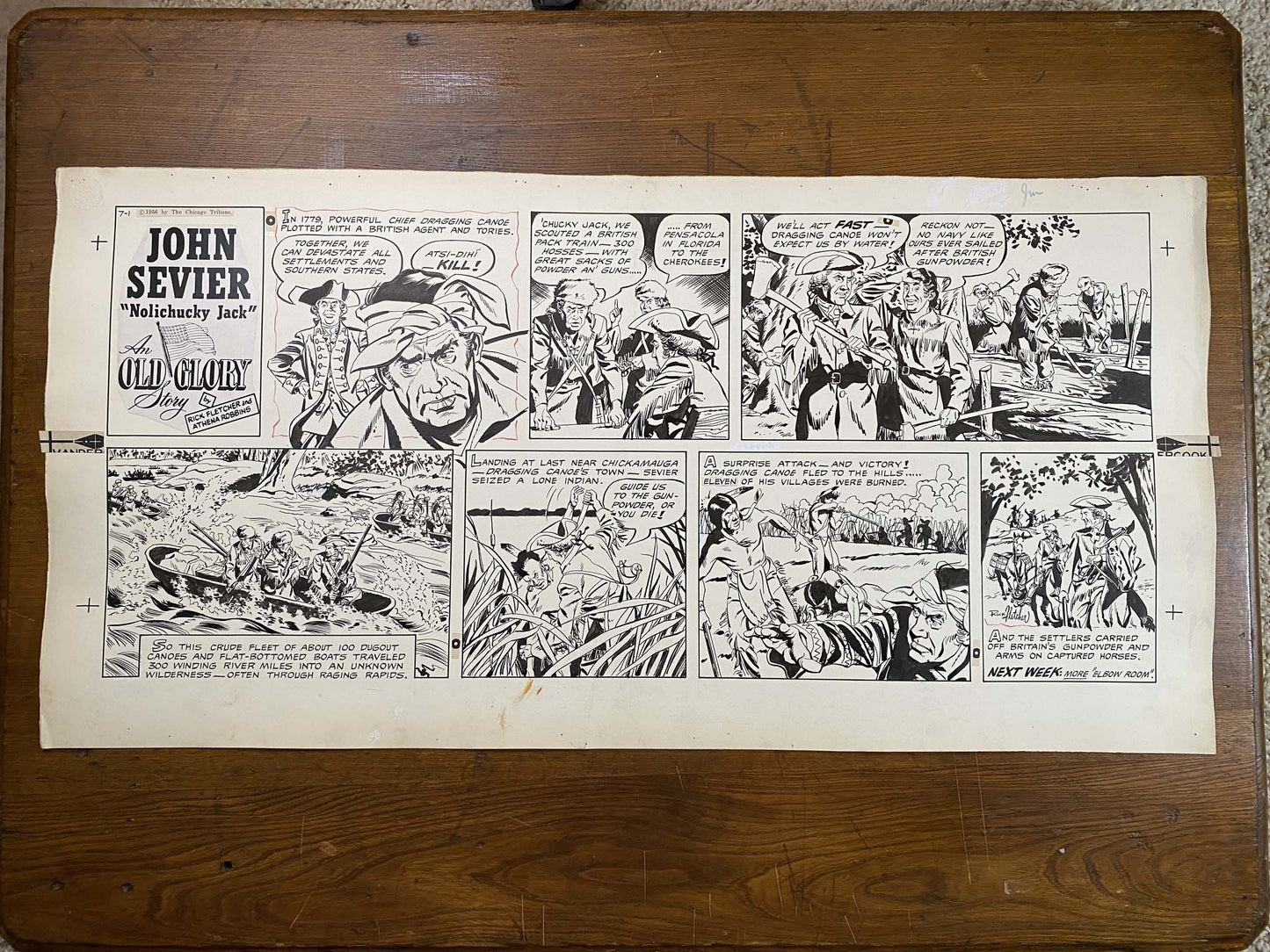 John Sevier "Nolichucky Jack": An Old Glory Story 7/1/56 Original Art Illustration | Fletcher Studio