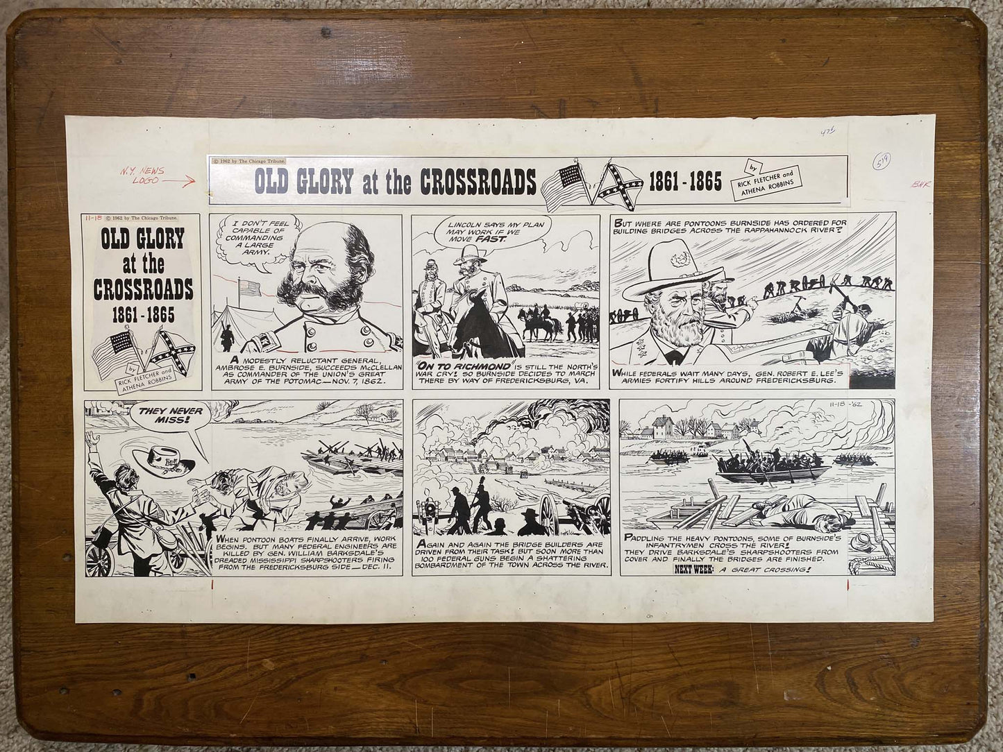 Old Glory at the Crossroads 11/18/62 Original Art Illustration | Fletcher Studio
