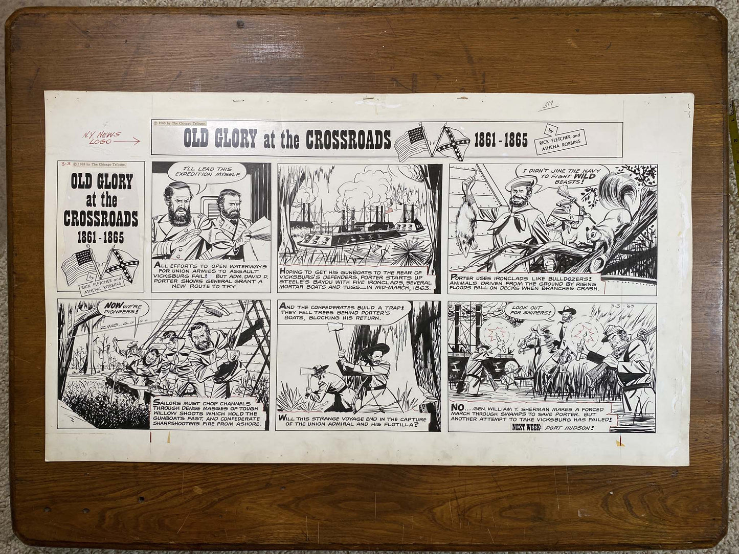 Old Glory at the Crossroads 3/3/63 Original Art Illustration | Fletcher Studio