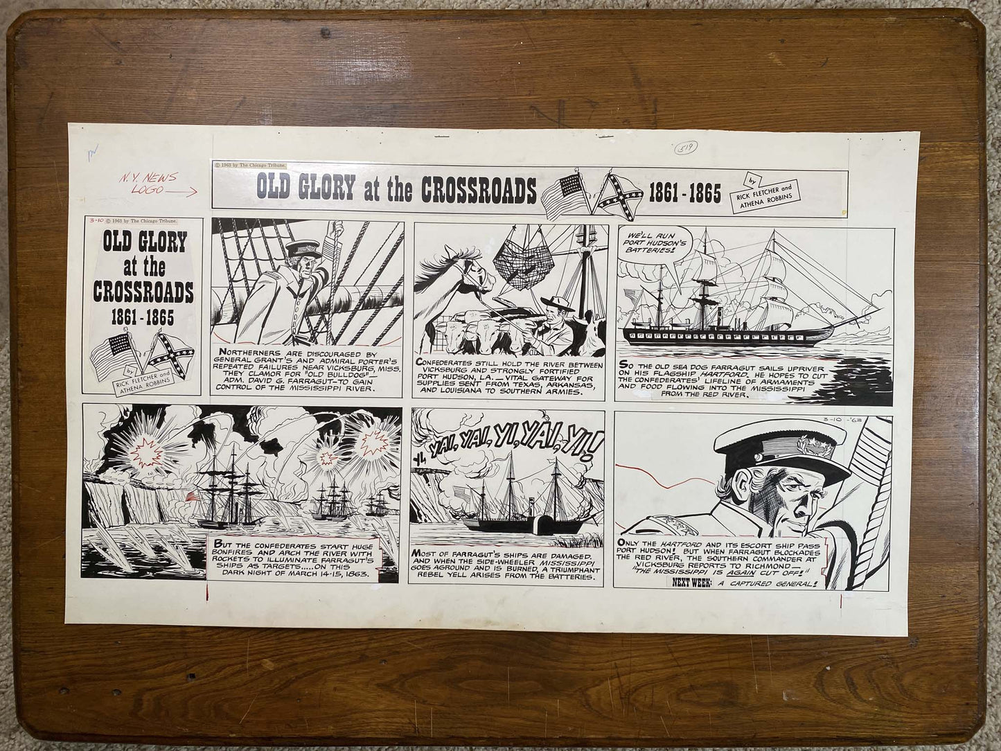 Old Glory at the Crossroads 3/10/63 Original Art Illustration | Fletcher Studio