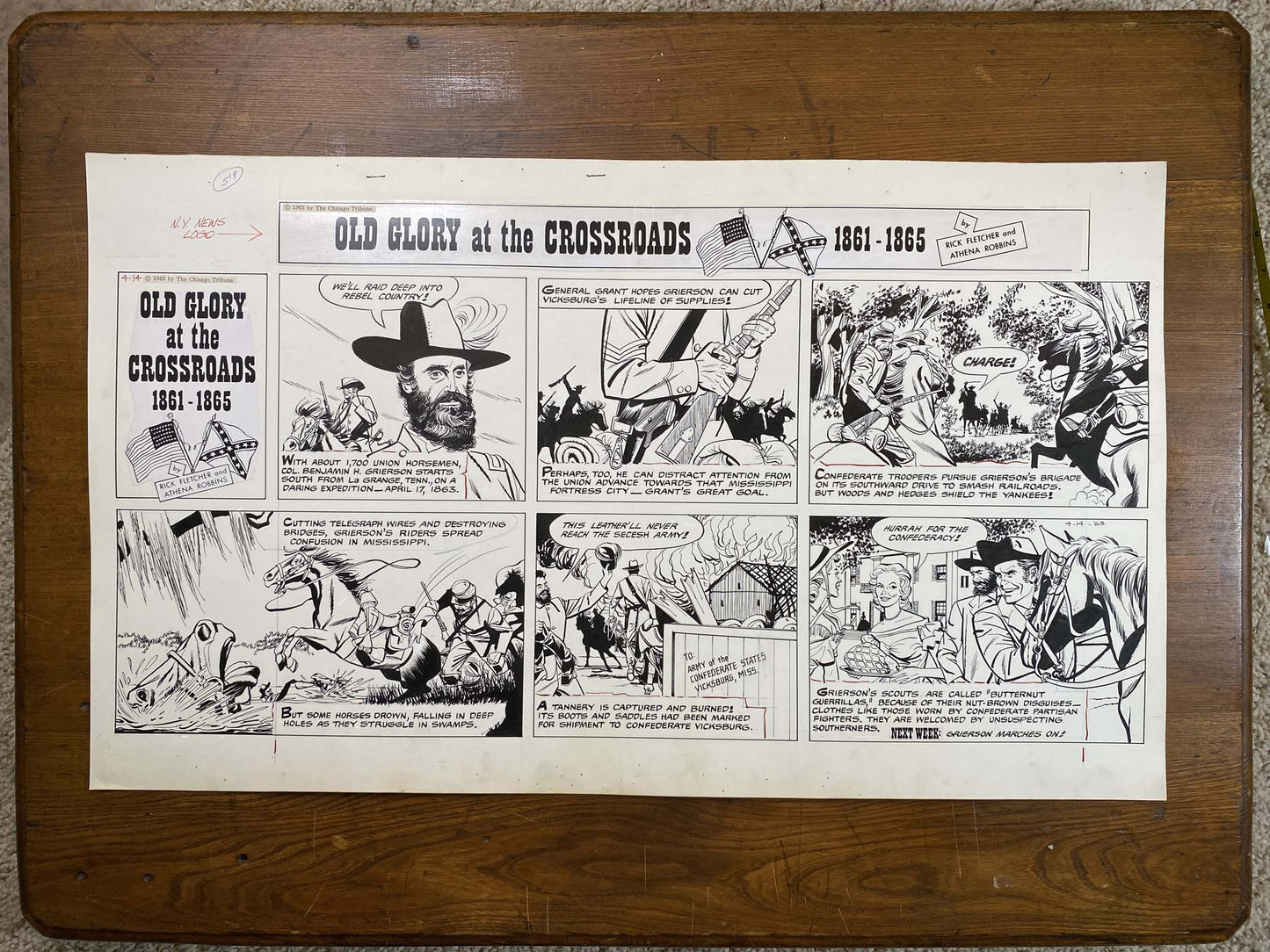 Old Glory at the Crossroads 4/14/63 Original Art Illustration | Fletcher Studio