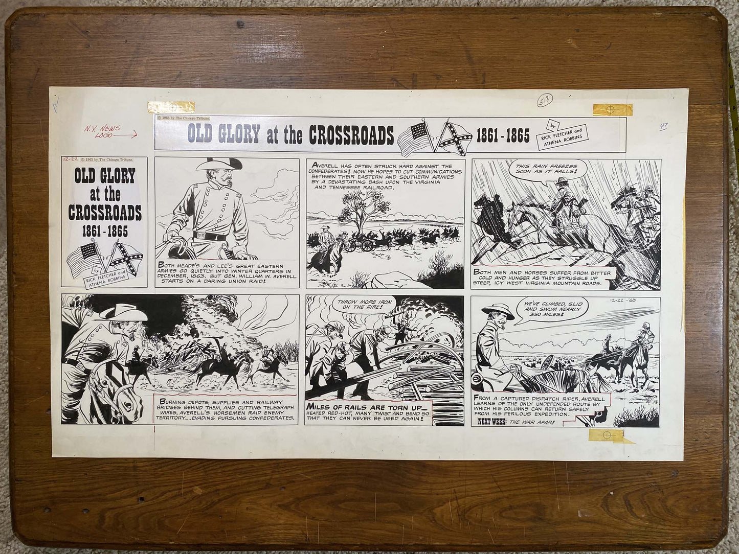 Old Glory at the Crossroads 12/22/63 Original Art Illustration | Fletcher Studio