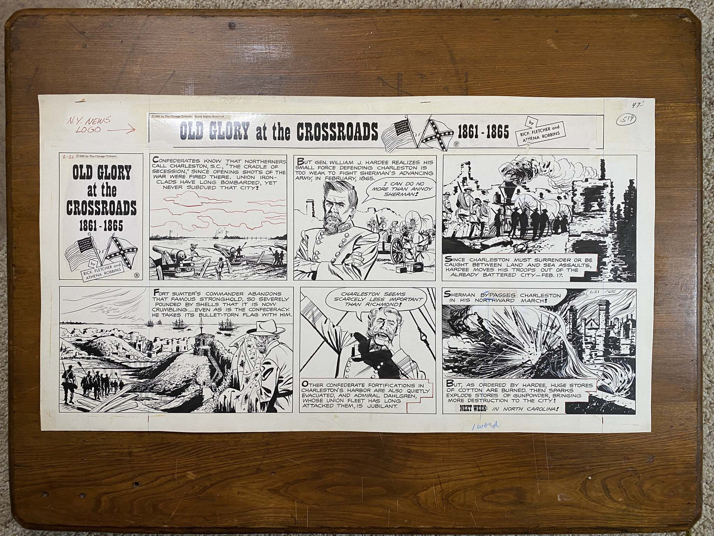 Old Glory at the Crossroads 2/21/65 Original Art Illustration | Fletcher Studio
