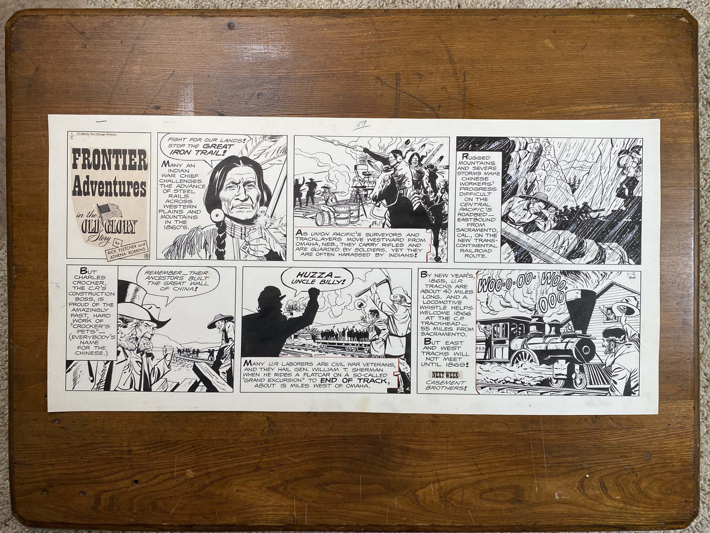 Frontier Adventures in the Old Glory Story 1/2/66 Original Art Illustration | Fletcher Studio