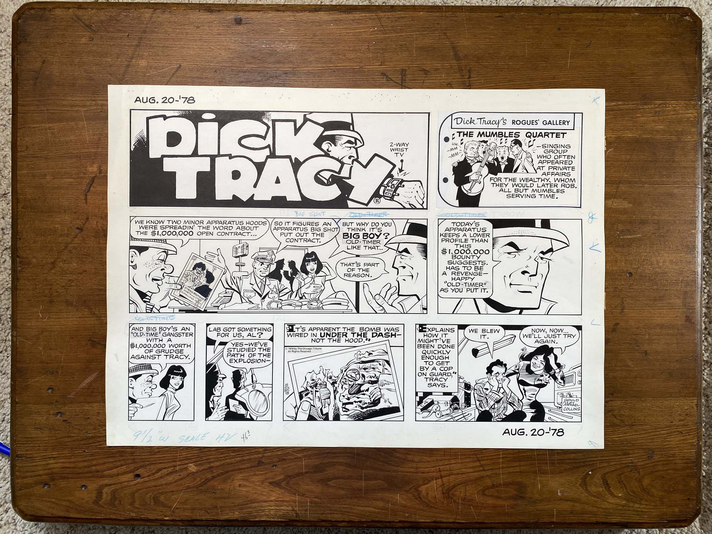 Dick Tracy Sunday 8/20/78 Original Art Illustration | Fletcher Studio