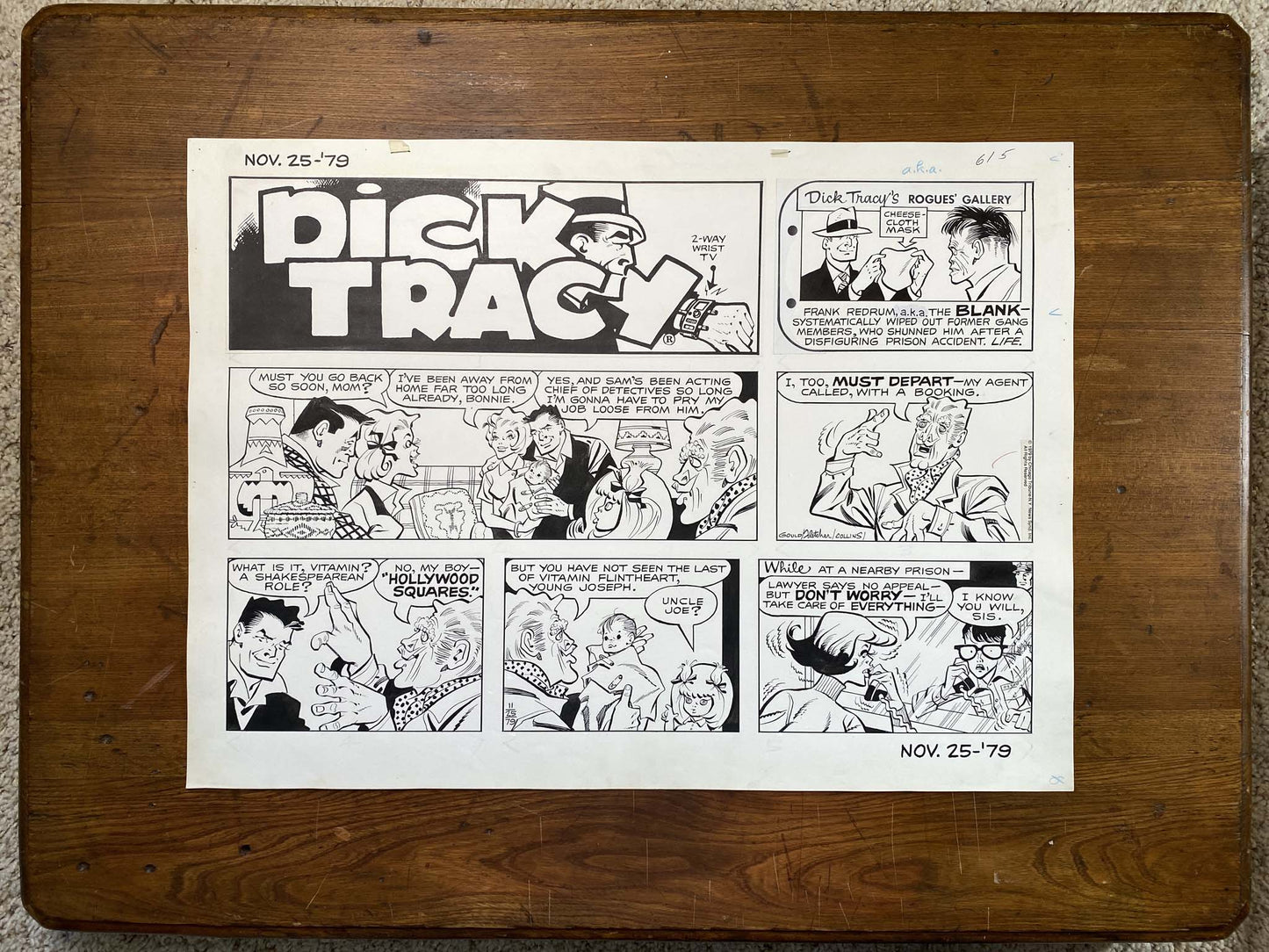 Dick Tracy Sunday 11/25/79 Original Art Illustration | Fletcher Studio