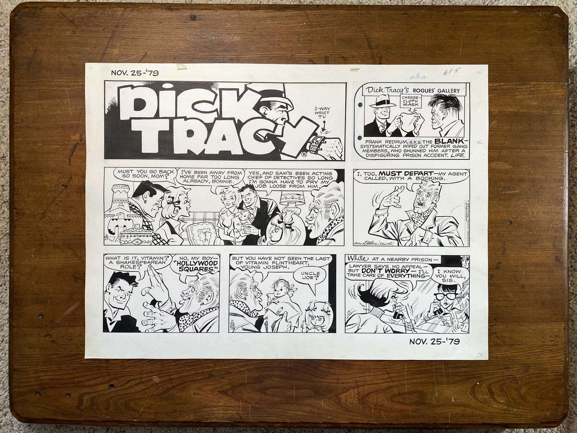 Dick Tracy Sunday 11/25/79 Original Art Illustration | Fletcher Studio