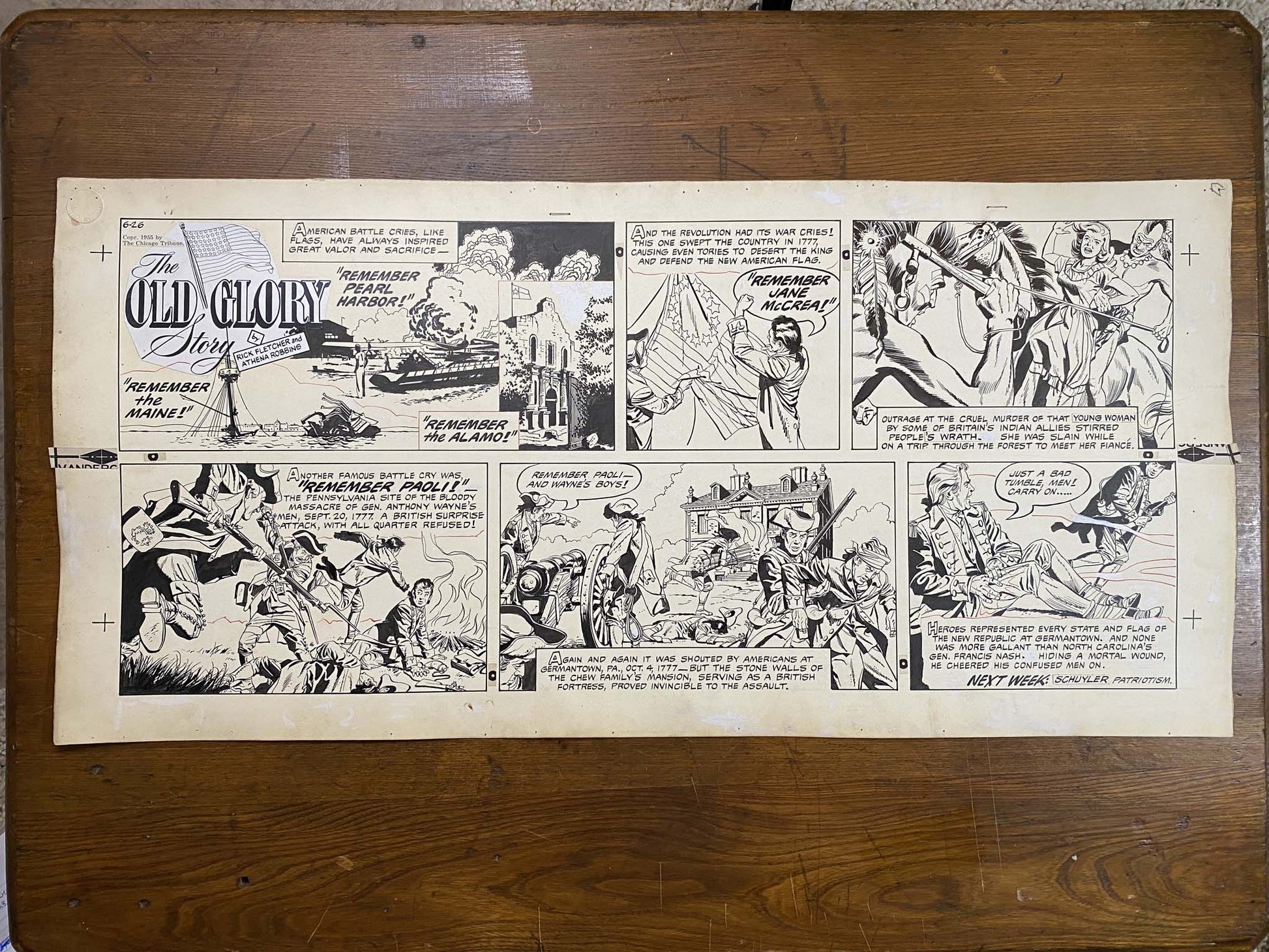 The Old Glory Story: History of the American Flag 6/26/55 Original Art Illustration | Fletcher Studio