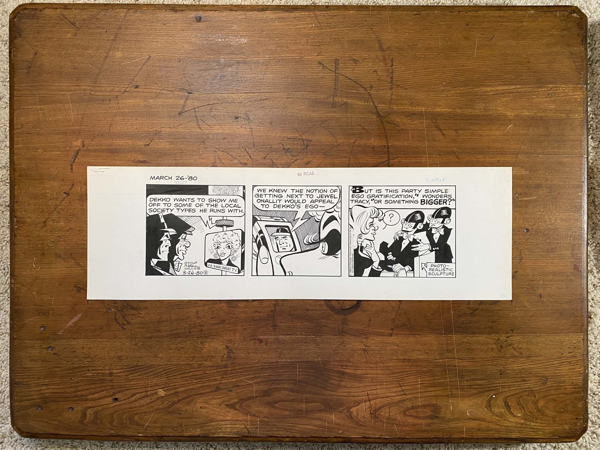 Dick Tracy Daily 3/26/80 Original Art Illustration | Fletcher Studio