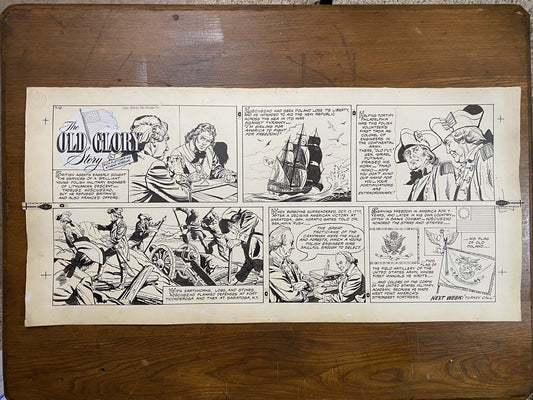 The Old Glory Story: History of the American Flag 7/10/55 Original Art Illustration | Fletcher Studio