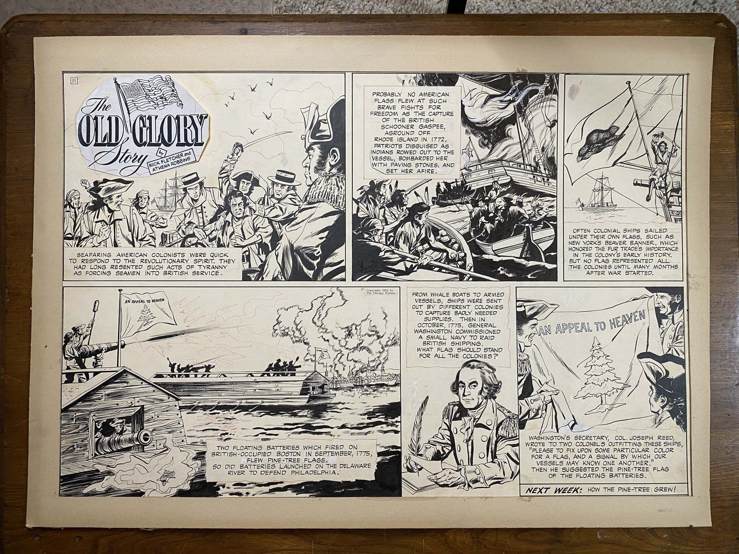 The Old Glory Story: History of the American Flag 4/4/53 Original Art Illustration | Fletcher Studio