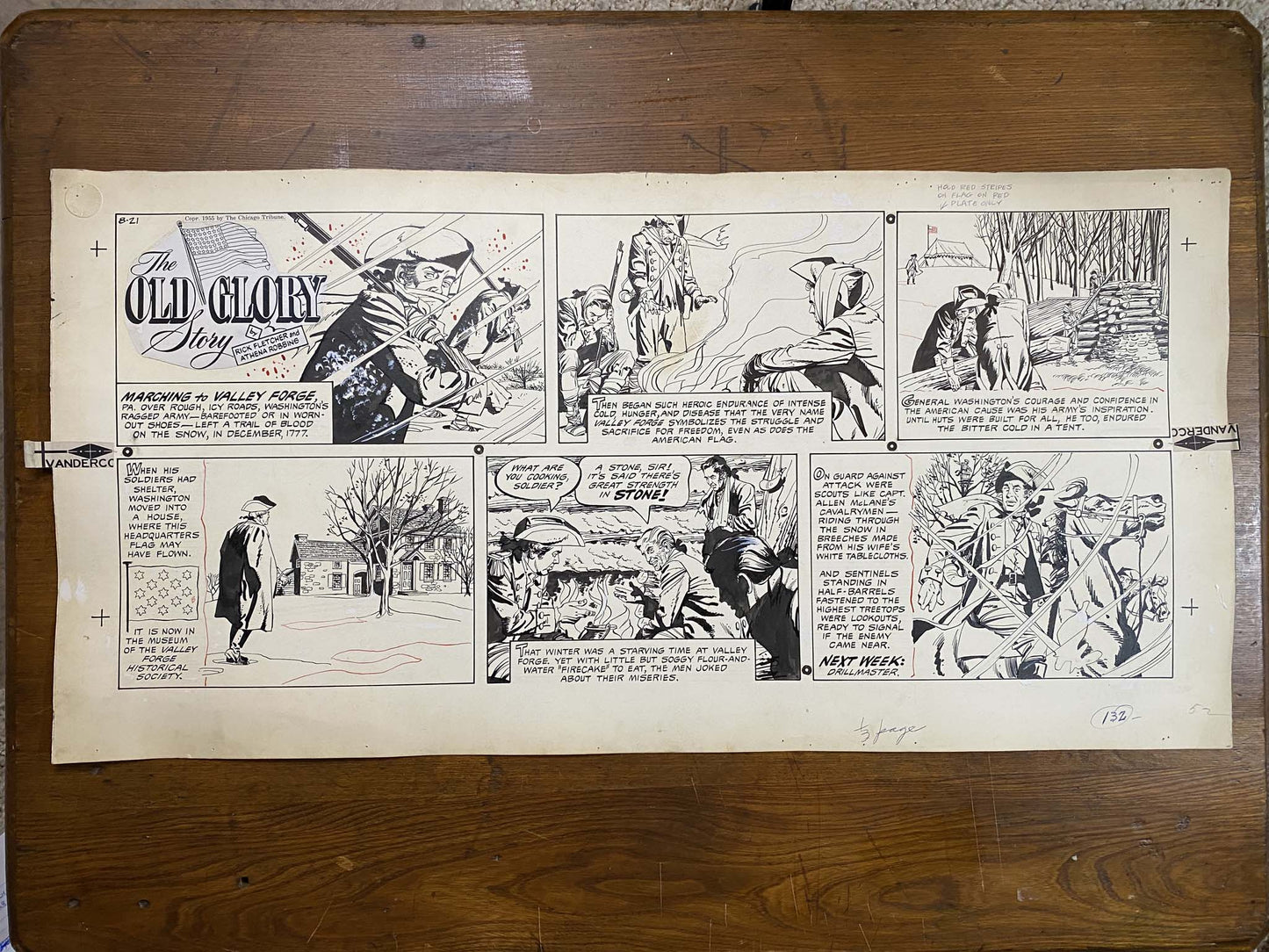 The Old Glory Story: History of the American Flag 8/21/55 Original Art Illustration | Fletcher Studio