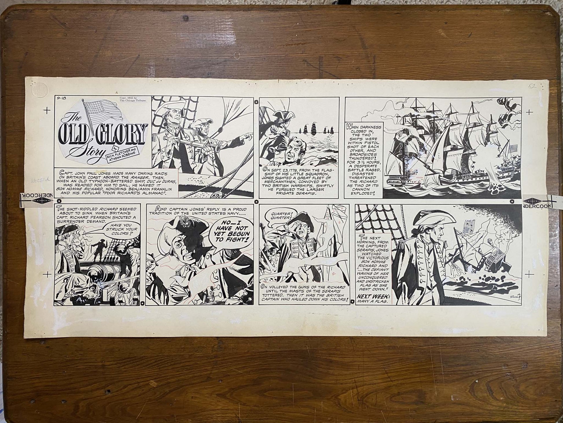 The Old Glory Story: History of the American Flag 9/18/55 Original Art Illustration | Fletcher Studio