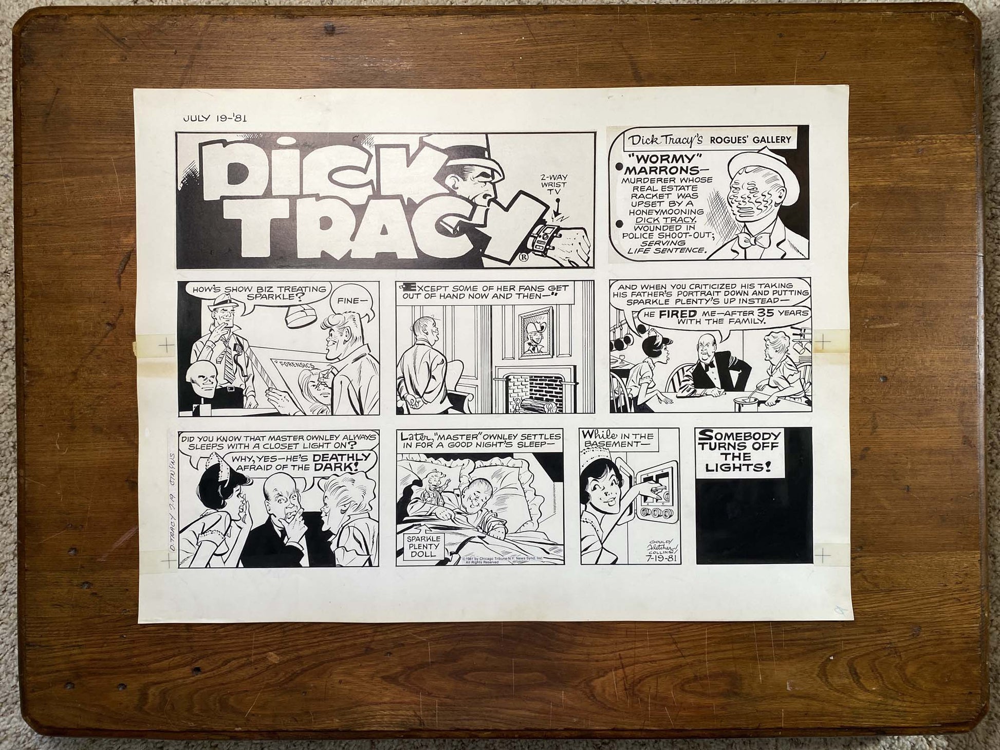 Dick Tracy Sunday 7/19/81 Original Art Illustration | Fletcher Studio