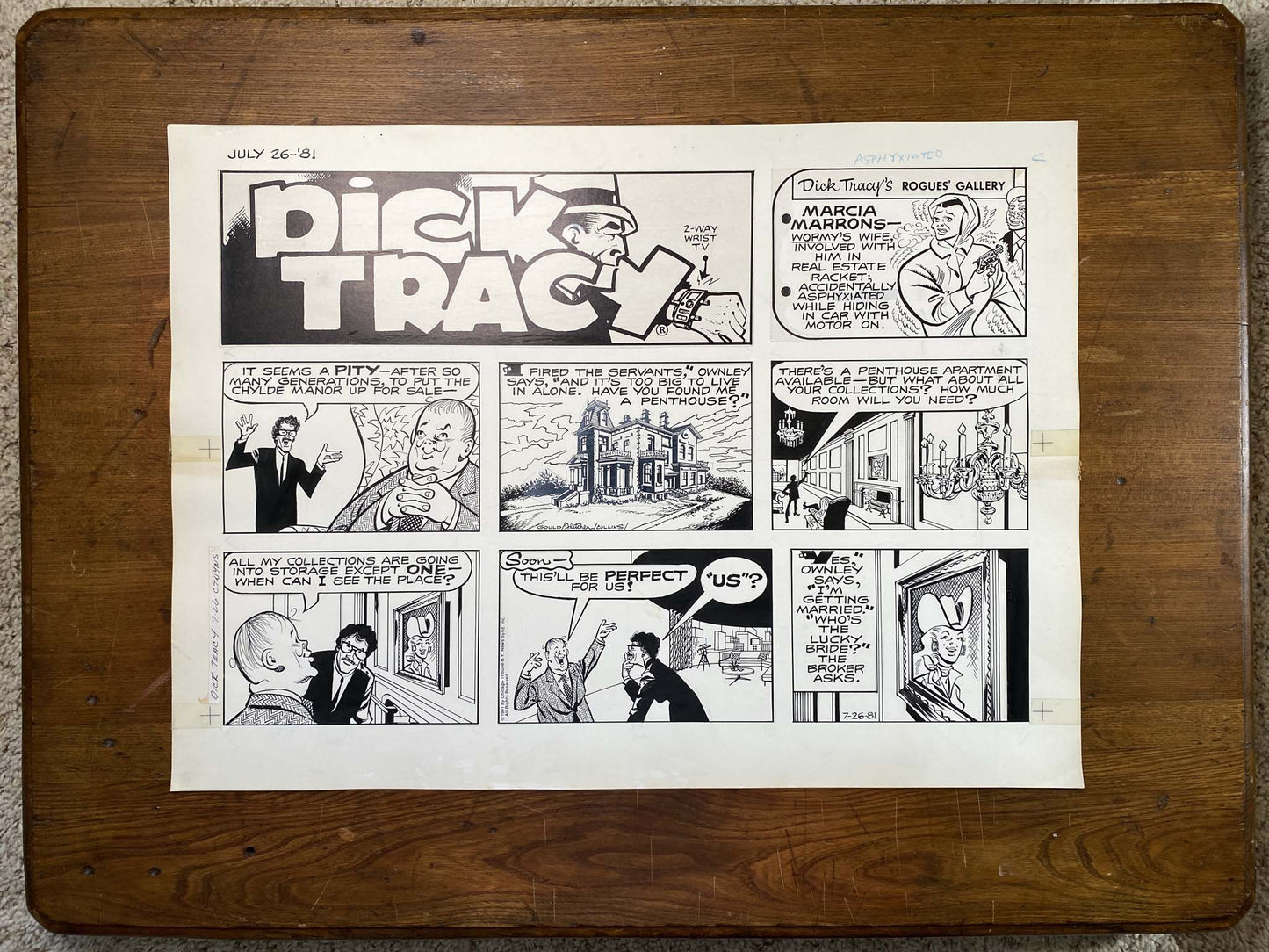 Dick Tracy Sunday 7/26/81 Original Art Illustration | Fletcher Studio