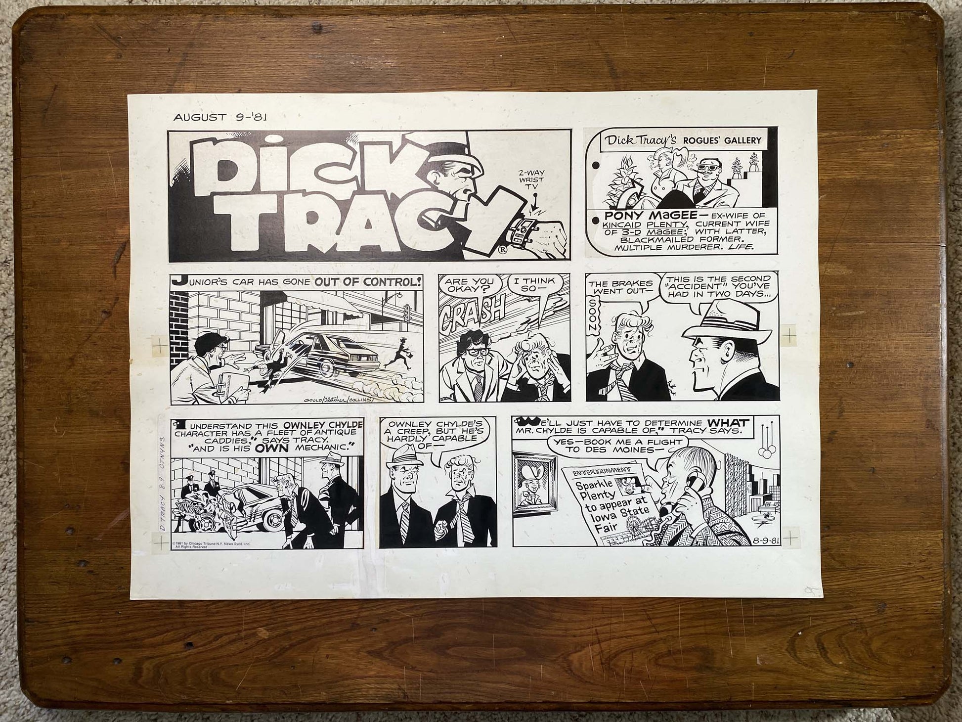 Dick Tracy Sunday 8/9/81 Original Art Illustration | Fletcher Studio