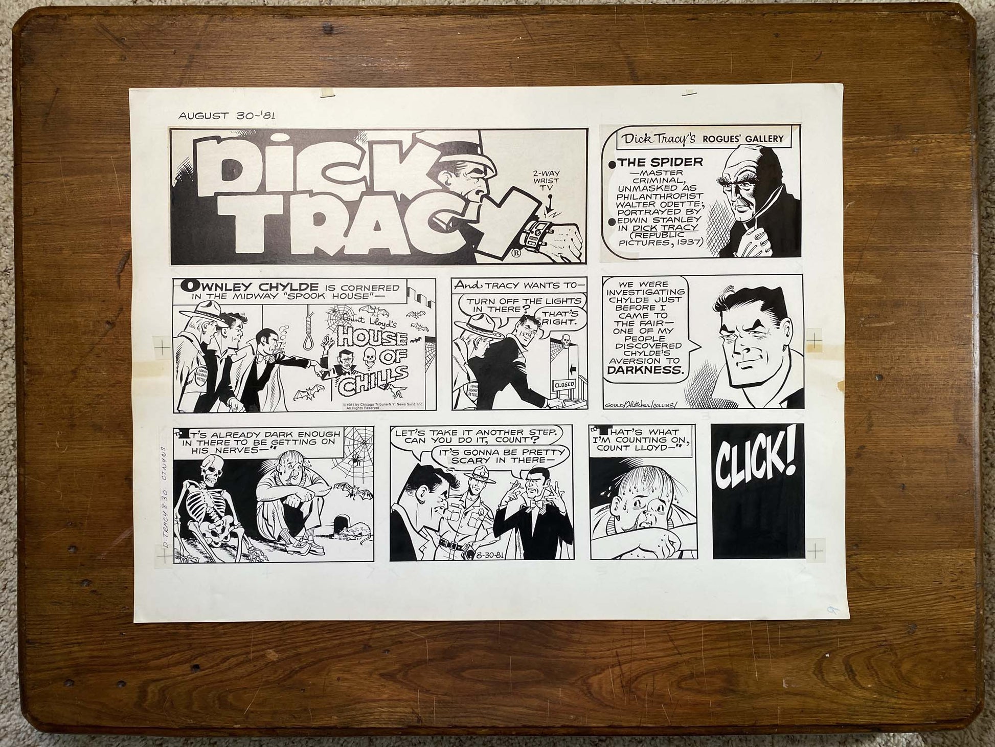 Dick Tracy Sunday 8/30/81 Original Art Illustration | Fletcher Studio