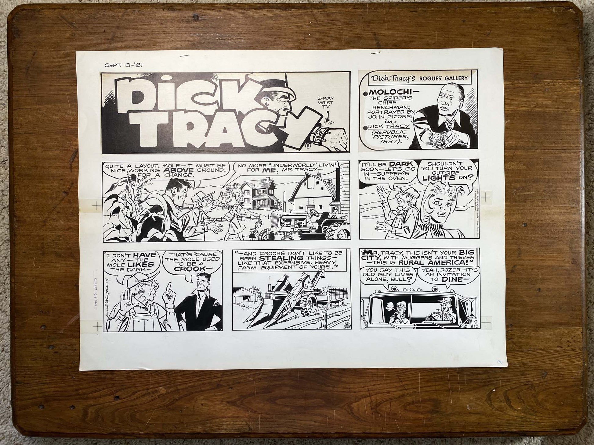 Dick Tracy Sunday 9/13/81 Original Art Illustration | Fletcher Studio