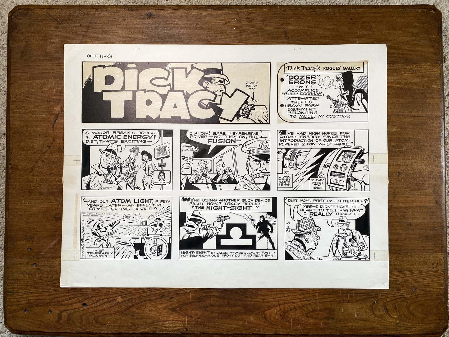 Dick Tracy Sunday 10/11/81 Original Art Illustration | Fletcher Studio