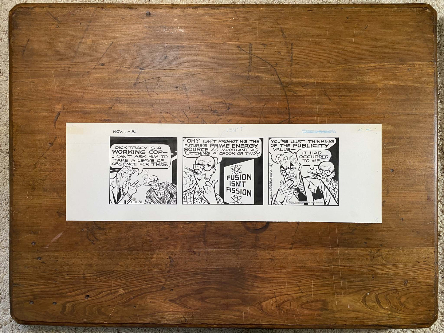 Dick Tracy Daily 11/11/81 Original Art Illustration | Fletcher Studio