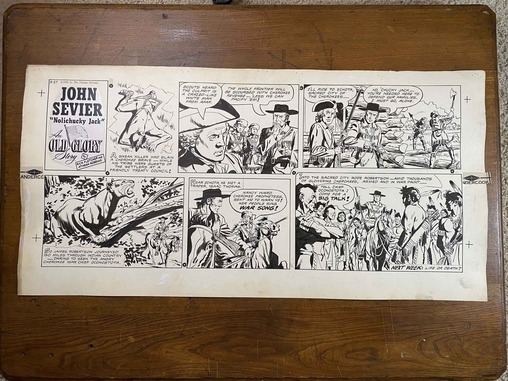 John Sevier "Nolichucky Jack": An Old Glory Story 5/27/56 Original Art Illustration | Fletcher Studio