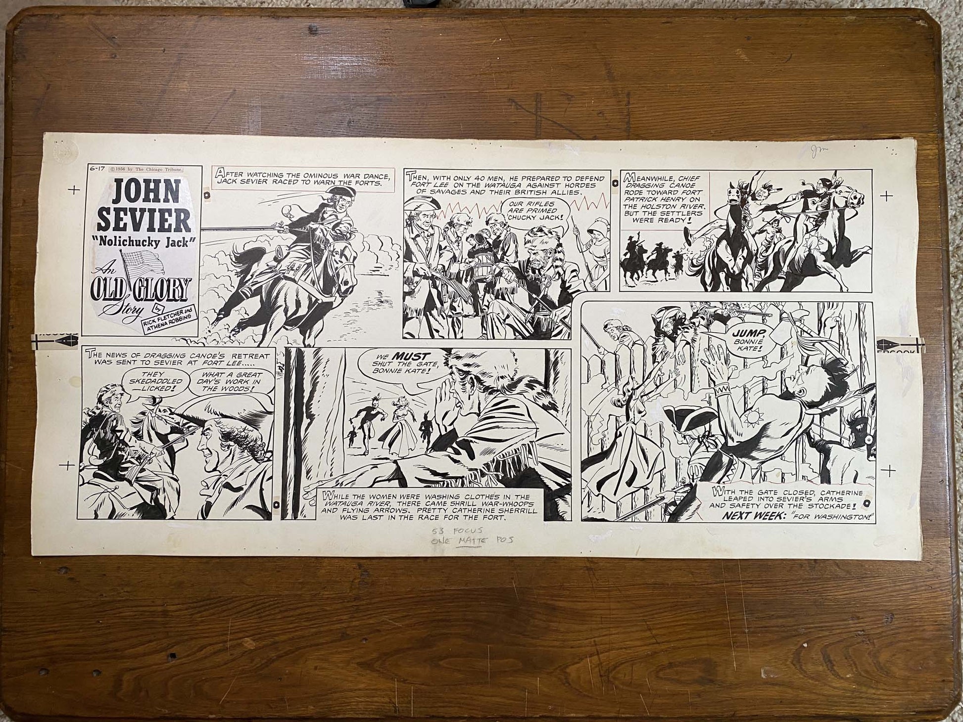 John Sevier "Nolichucky Jack": An Old Glory Story 6/17/56 Original Art Illustration | Fletcher Studio