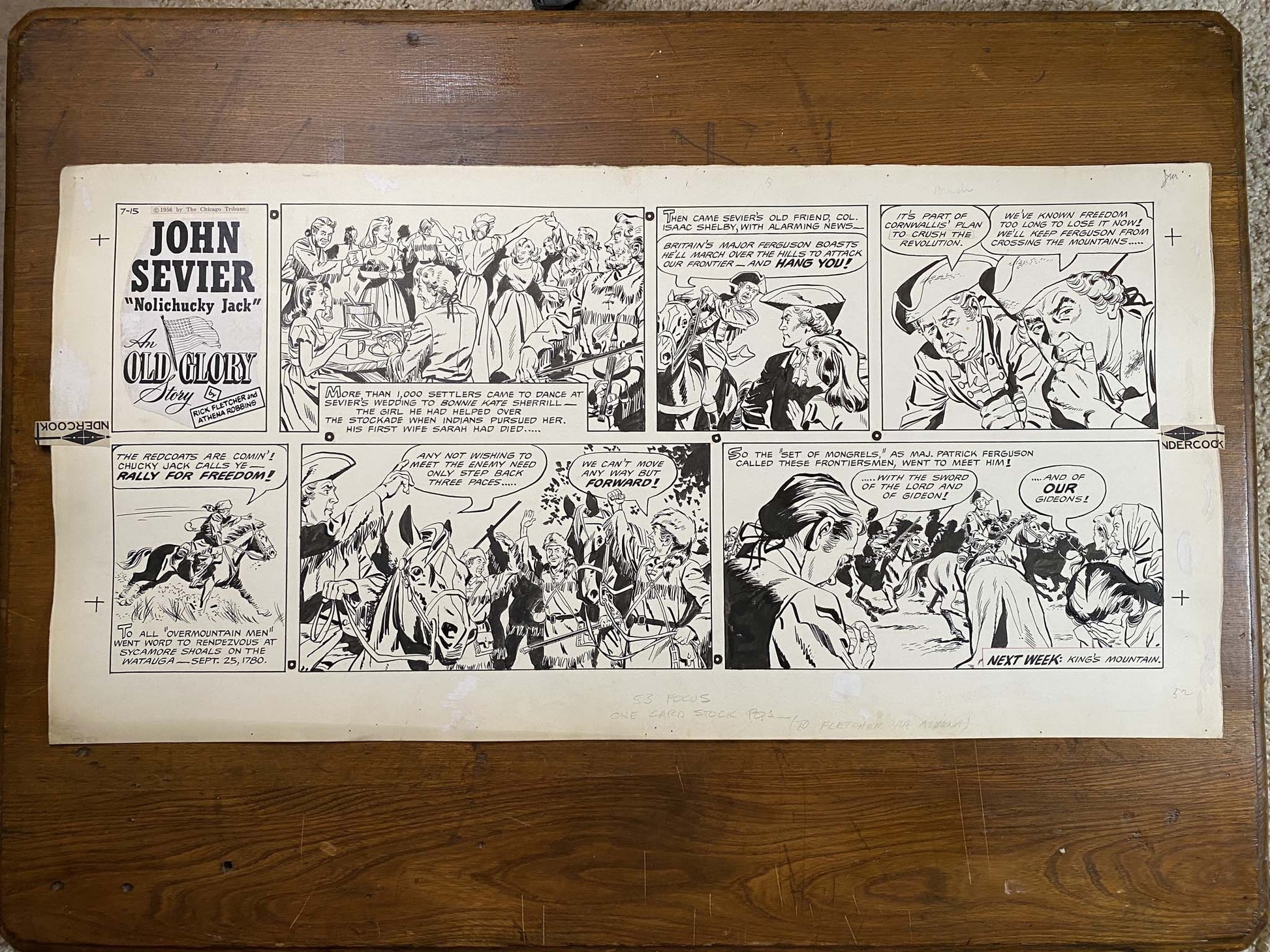 John Sevier "Nolichucky Jack": An Old Glory Story 7/15/56 Original Art Illustration | Fletcher Studio