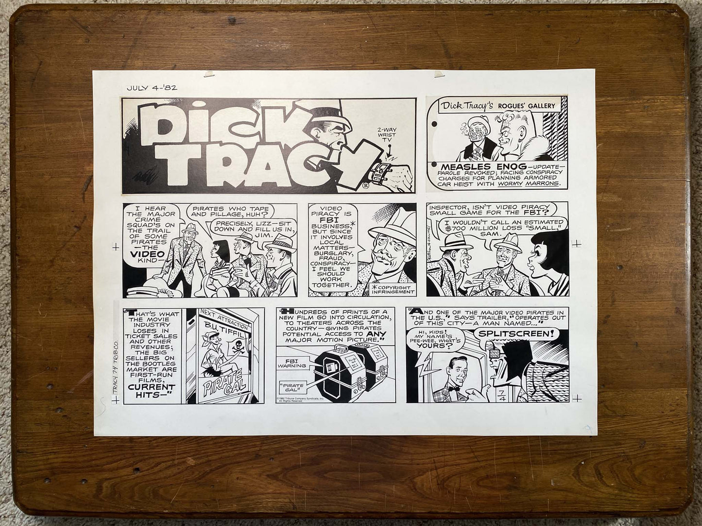 Dick Tracy Sunday 7/4/82 Original Art Illustration | Fletcher Studio