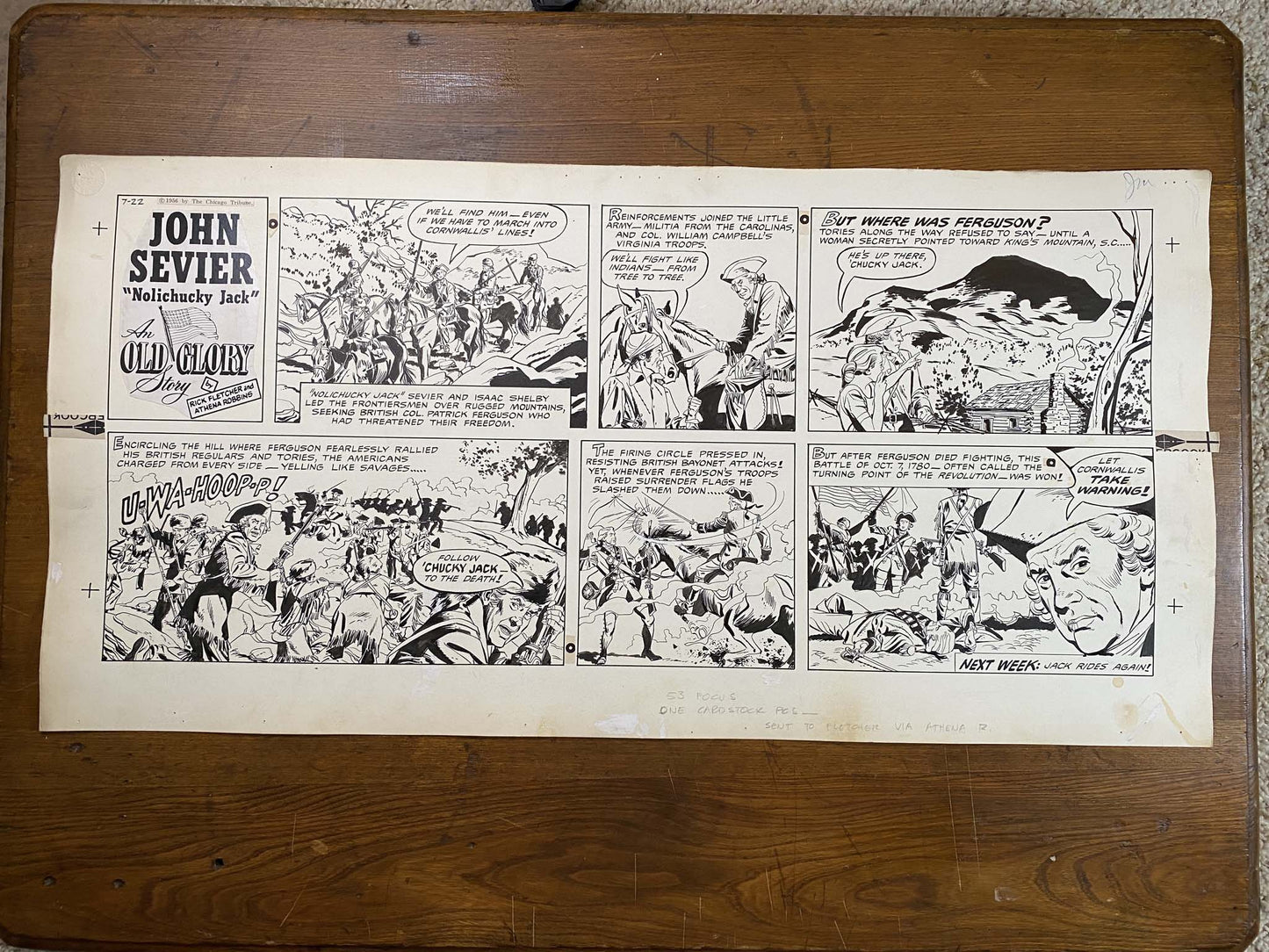 John Sevier "Nolichucky Jack": An Old Glory Story 7/22/56 Original Art Illustration | Fletcher Studio