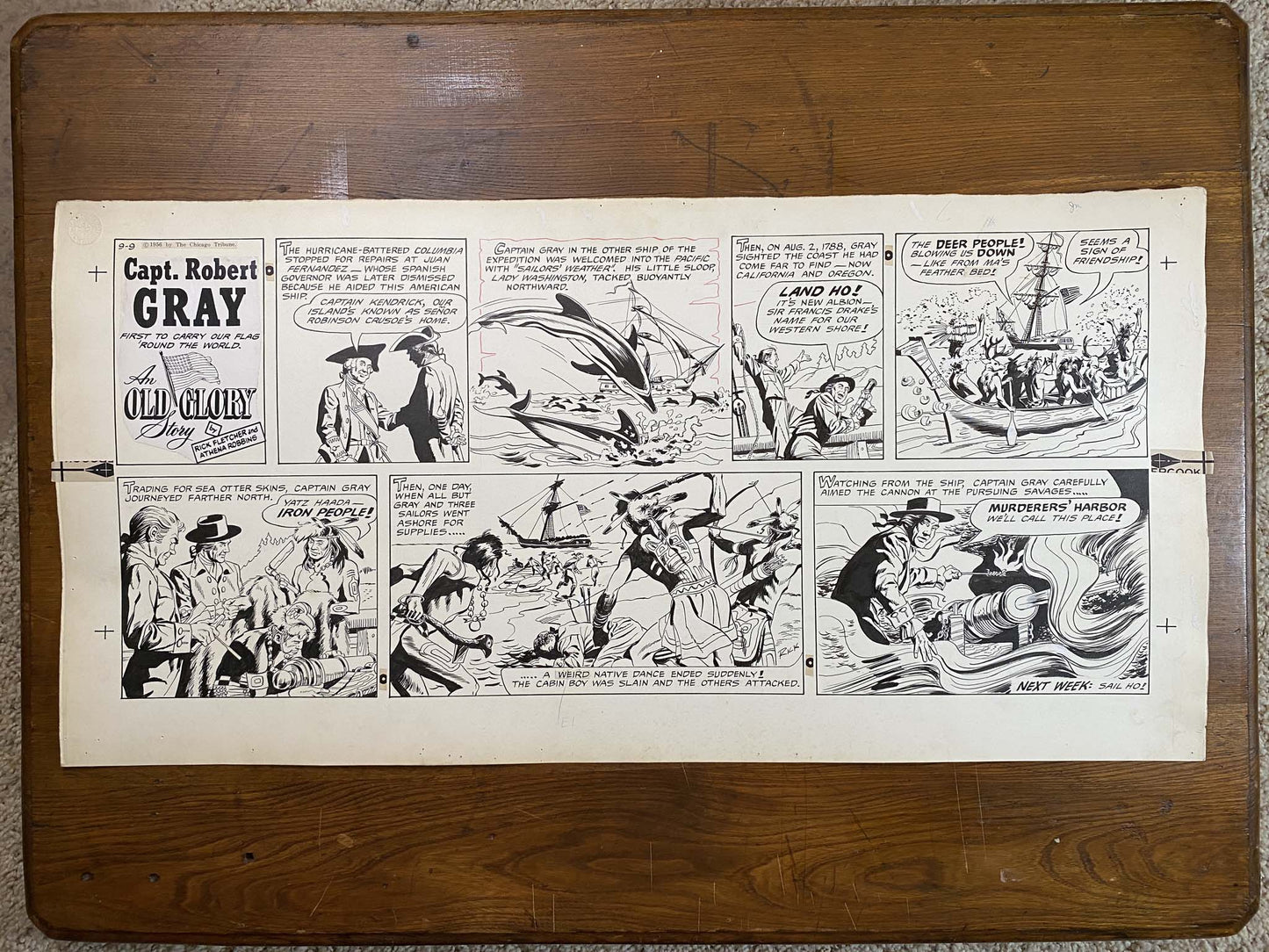 Capt. Robert Gray: An Old Glory Story 9/9/56 Original Art Illustration | Fletcher Studio