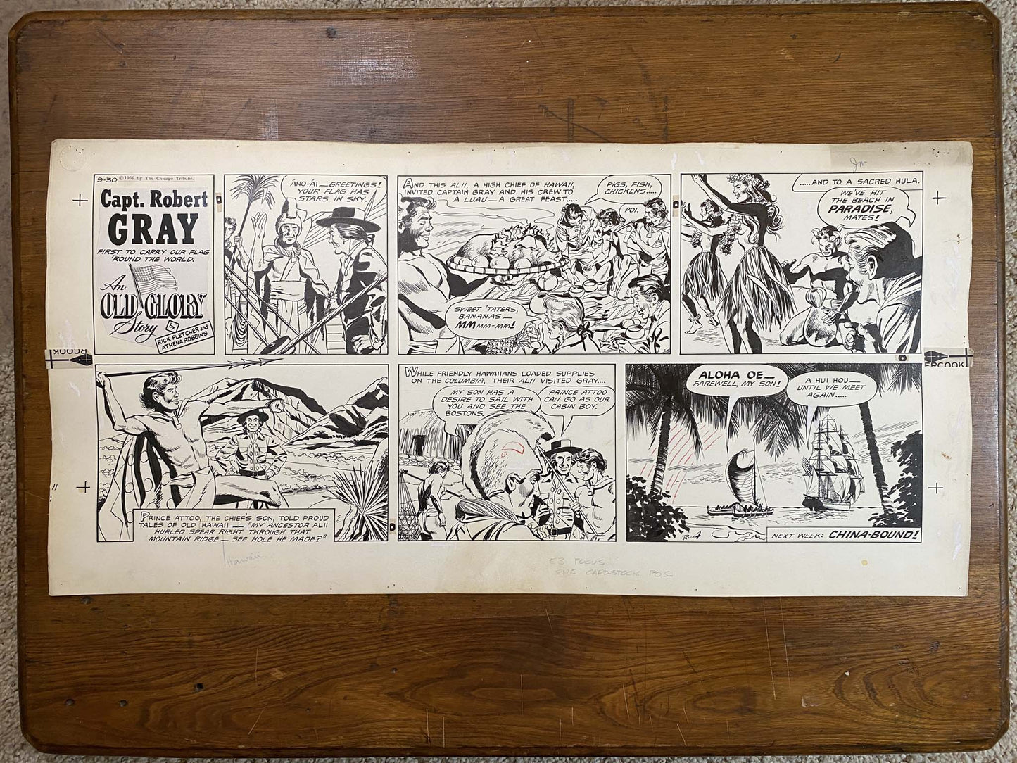 Capt. Robert Gray: An Old Glory Story 9/30/56 Original Art Illustration | Fletcher Studio