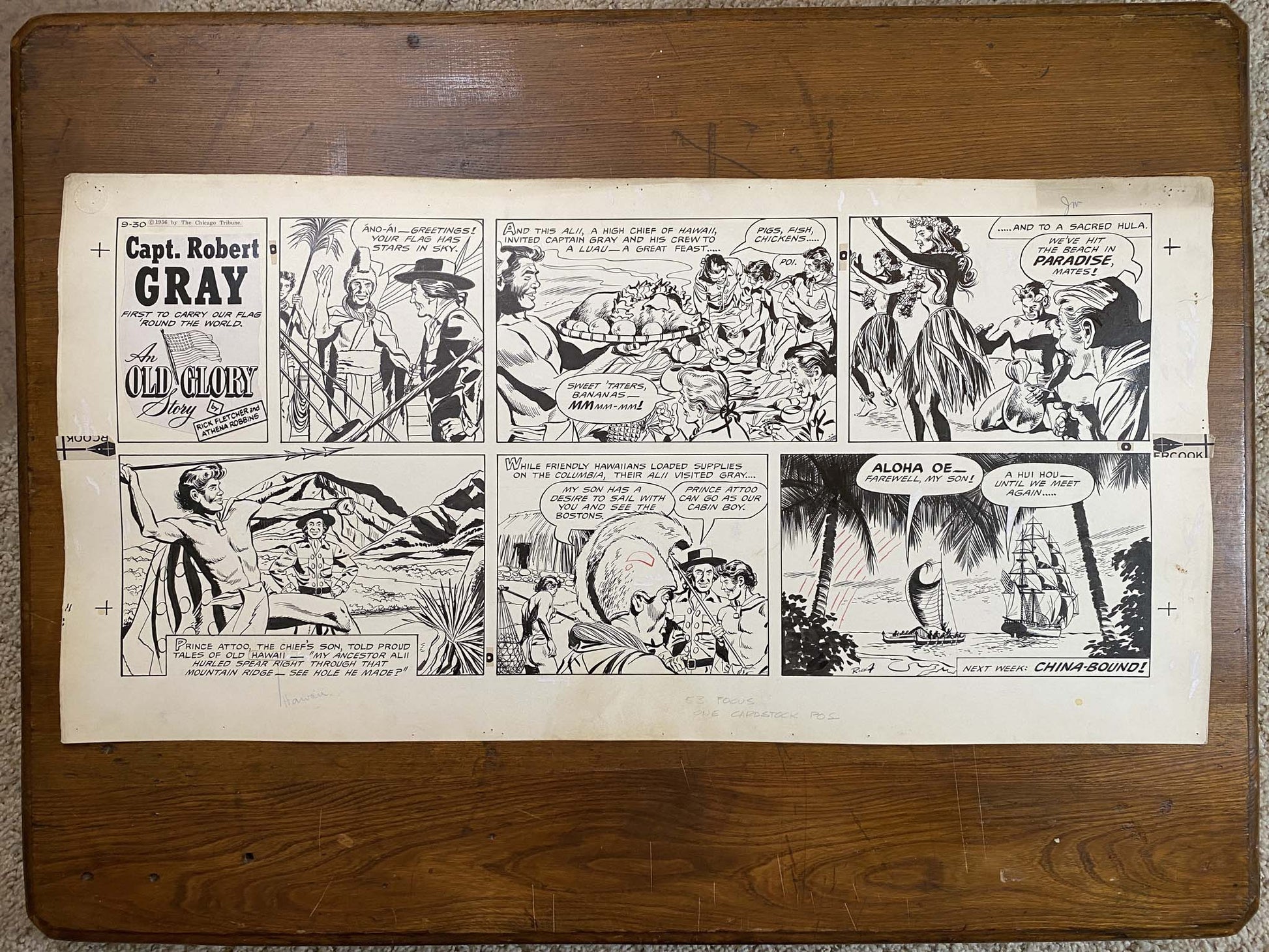 Capt. Robert Gray: An Old Glory Story 9/30/56 Original Art Illustration | Fletcher Studio