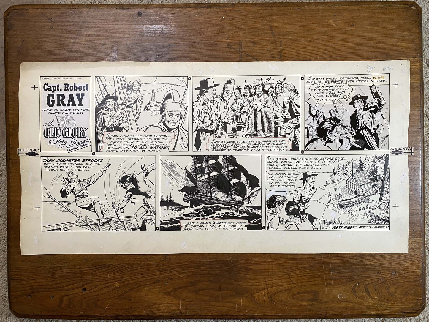 Capt. Robert Gray: An Old Glory Story 10/14/56 Original Art Illustration | Fletcher Studio