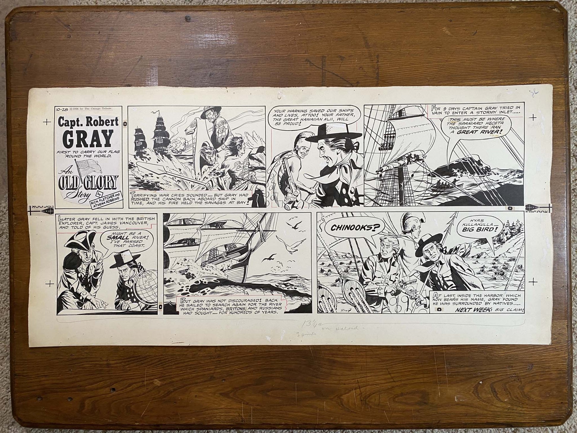 Capt. Robert Gray: An Old Glory Story 10/28/56 Original Art Illustration | Fletcher Studio