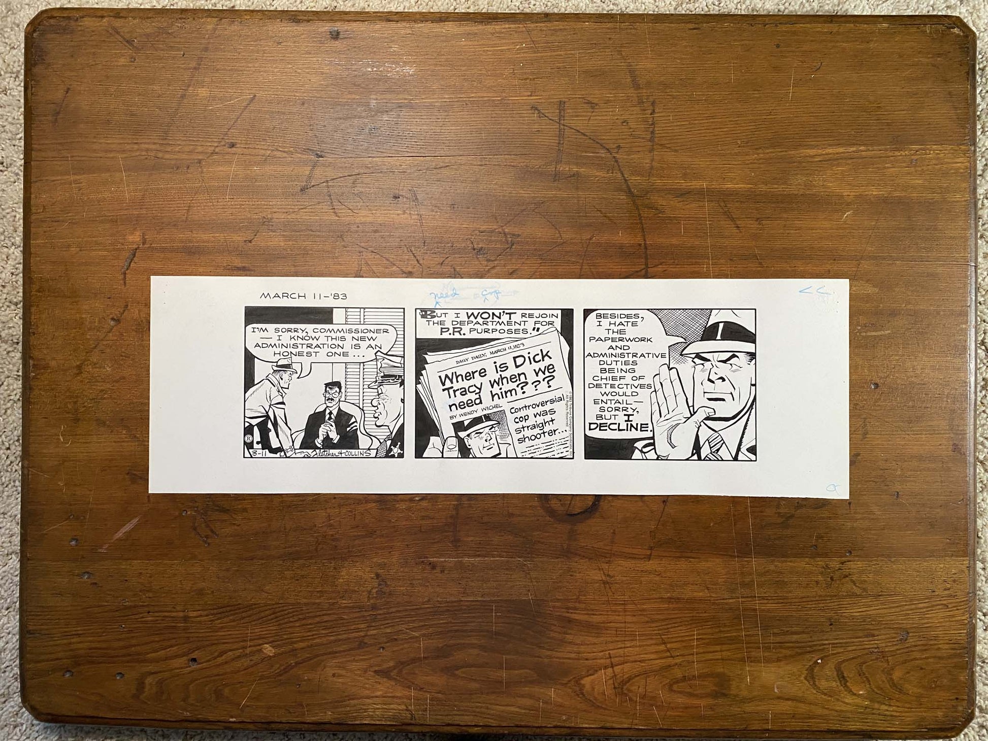 Dick Tracy Daily 3/11/83 Original Art Illustration | Fletcher Studio