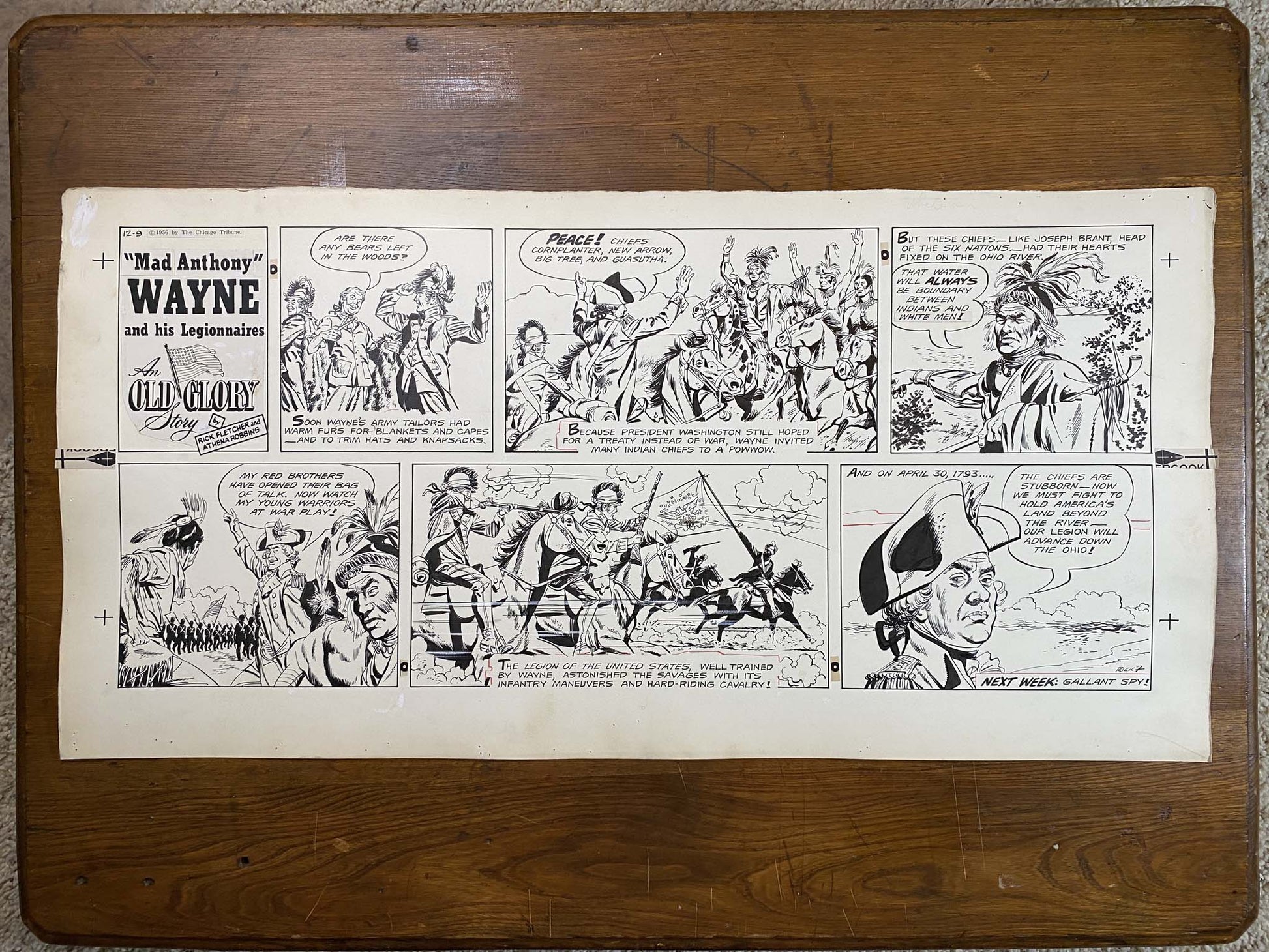 Mad Anthony Wayne: An Old Glory Story 12/9/56 Original Art Illustration | Fletcher Studio