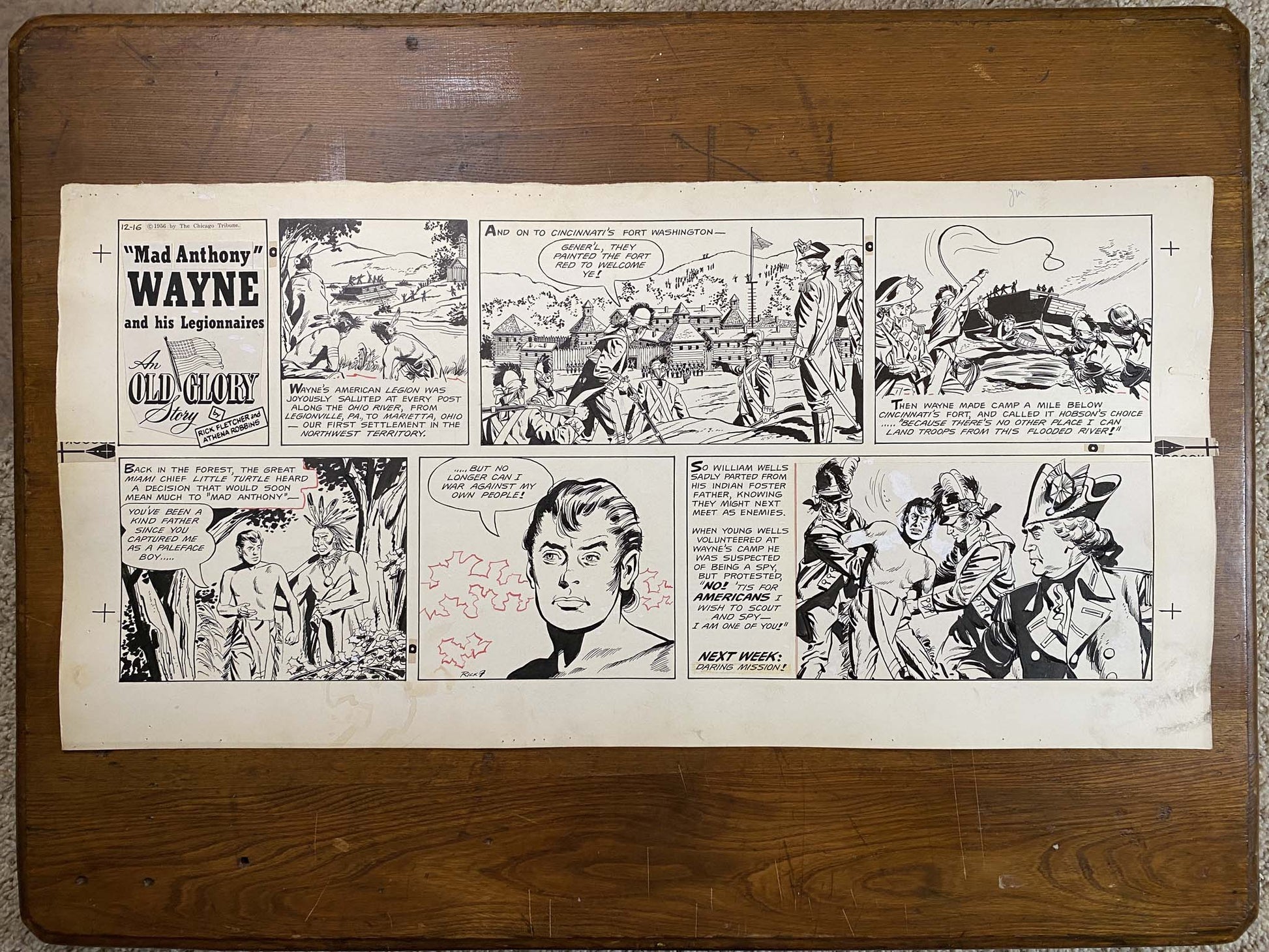 Mad Anthony Wayne: An Old Glory Story 12/16/56 Original Art Illustration | Fletcher Studio