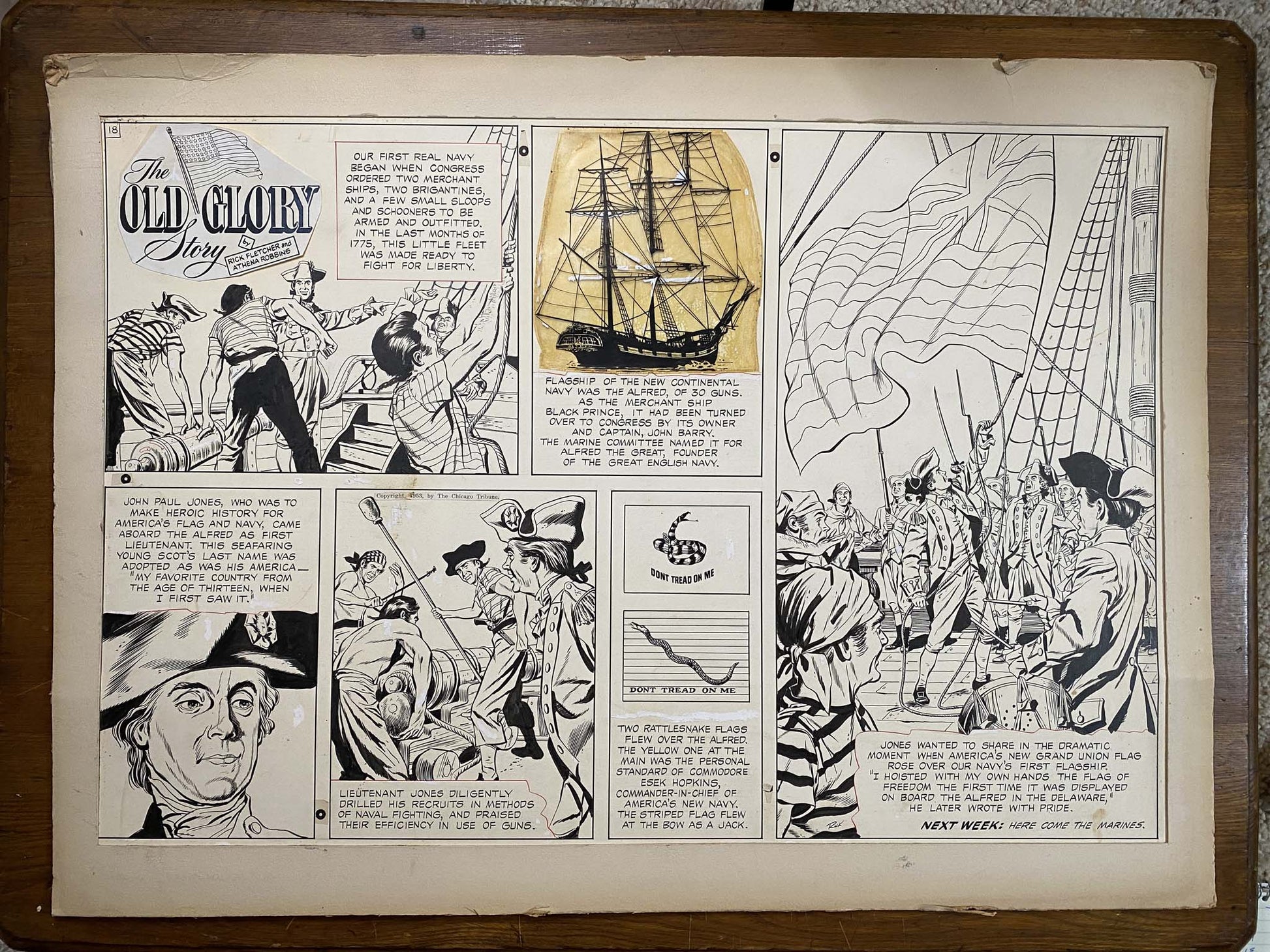 The Old Glory Story: History of the American Flag 5/30/53 Original Art Illustration | Fletcher Studio