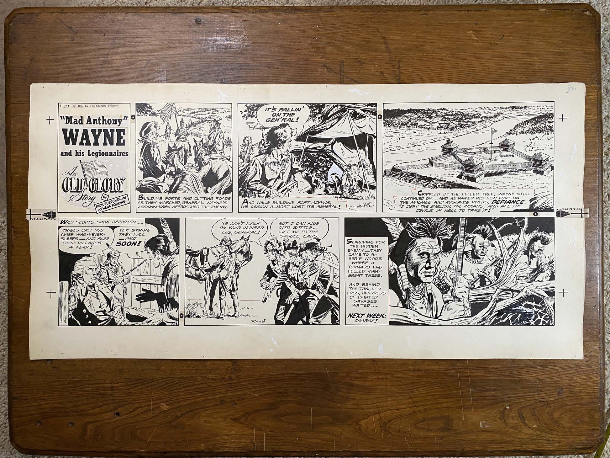 Mad Anthony Wayne: An Old Glory Story 1/20/57 Original Art Illustration | Fletcher Studio