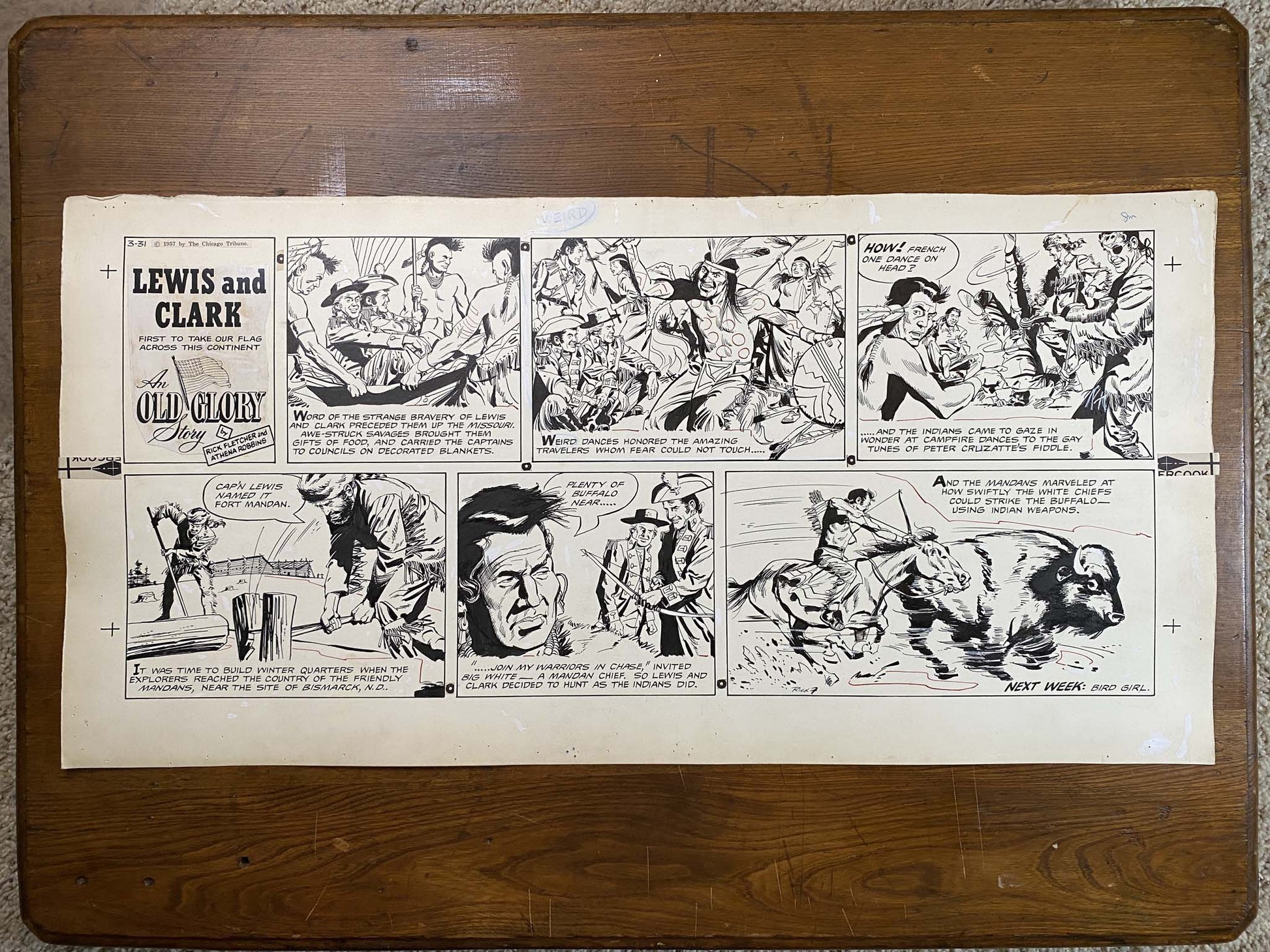 Lewis and Clark: An Old Glory Story 3/31/57 Original Art Illustration | Fletcher Studio