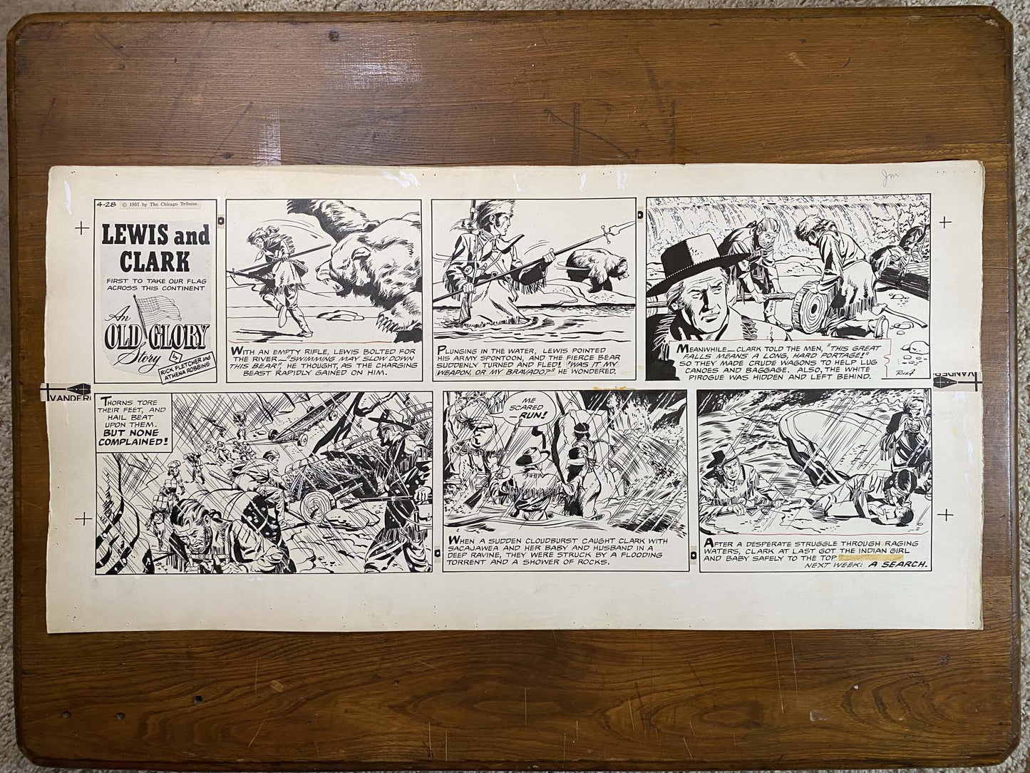 Lewis and Clark: An Old Glory Story 4/28/57 Original Art Illustration | Fletcher Studio