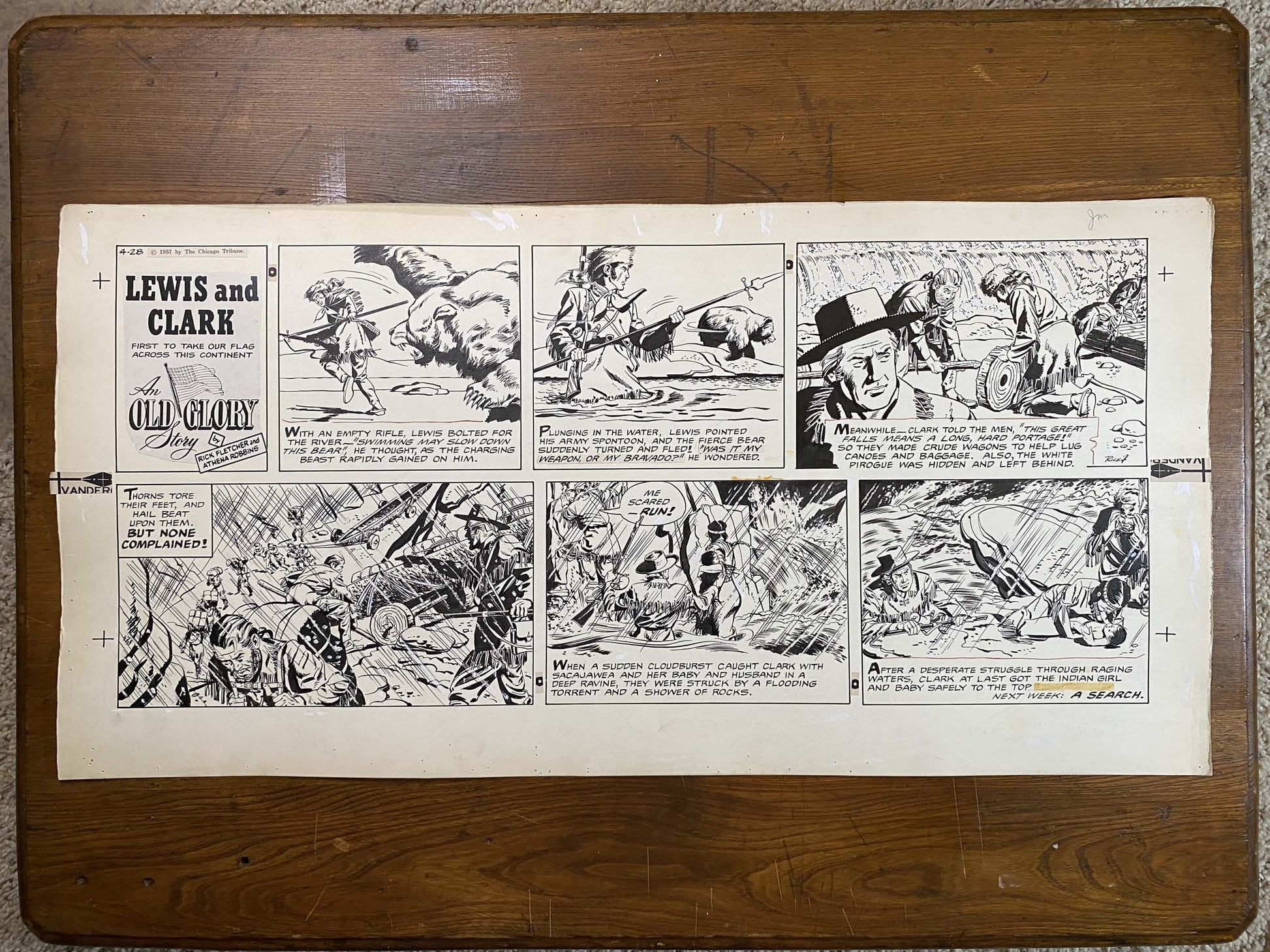 Lewis and Clark: An Old Glory Story 4/28/57 Original Art Illustration | Fletcher Studio