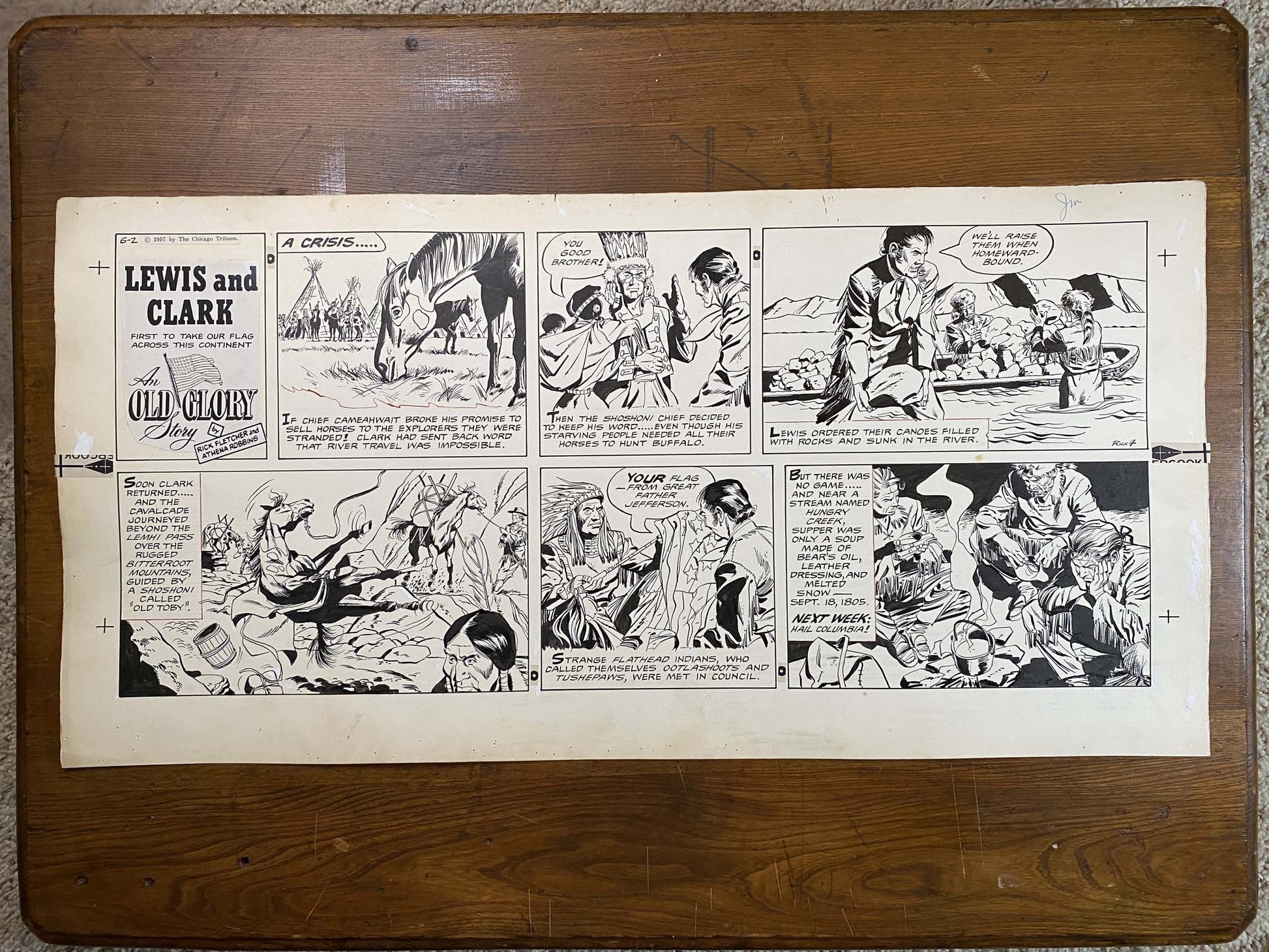Lewis and Clark: An Old Glory Story 6/2/57 Original Art Illustration | Fletcher Studio