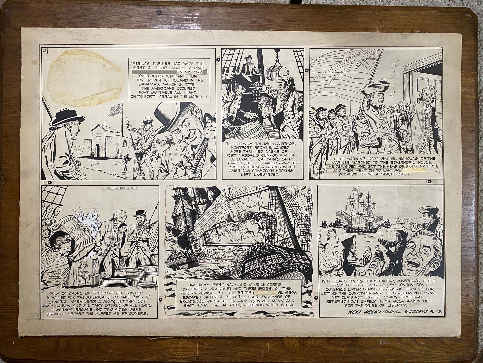 The Old Glory Story: History of the American Flag 6/20/53 Original Art Illustration | Fletcher Studio