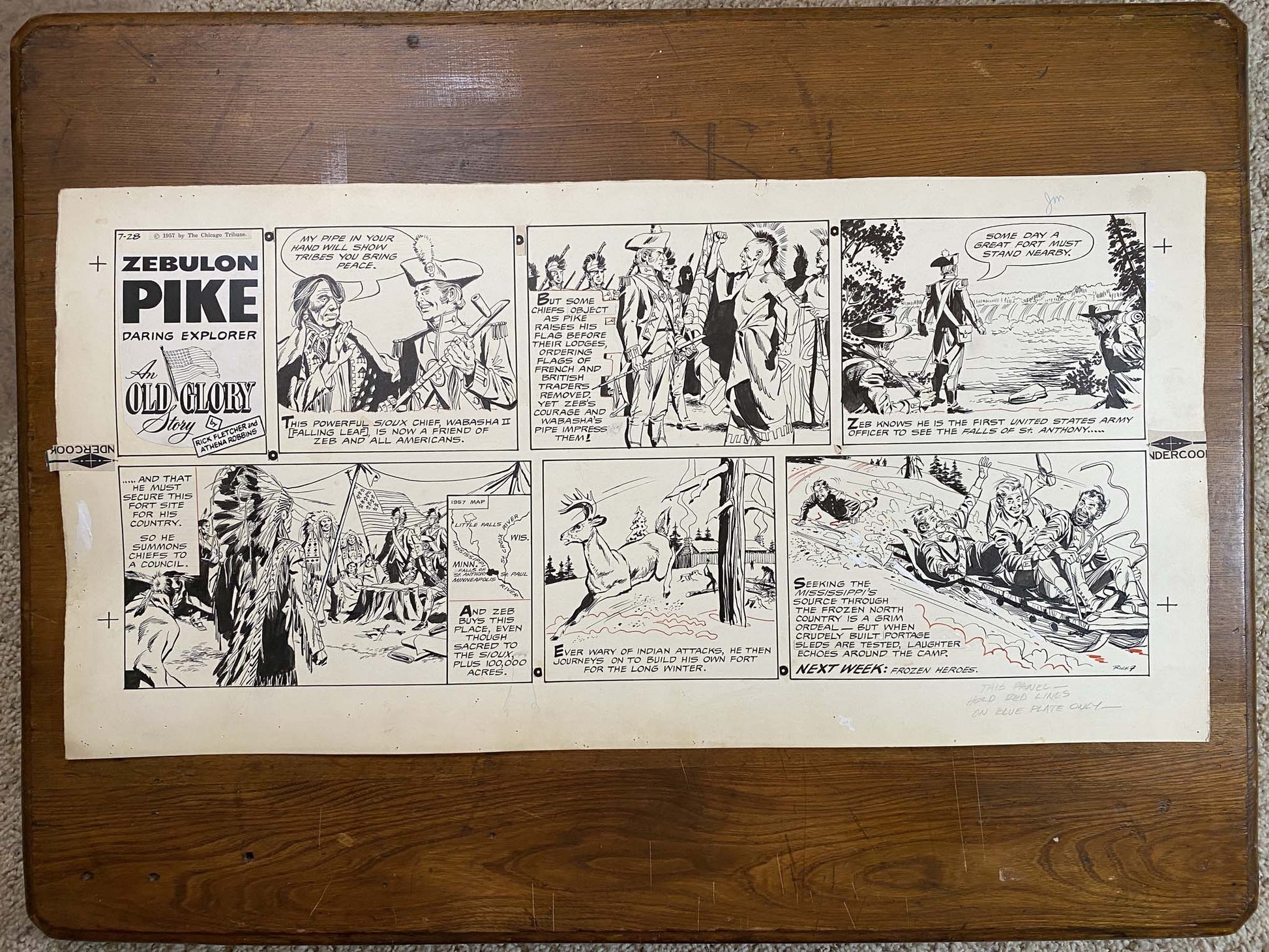 Zebulon Pike: An Old Glory Story 7/28/57 Original Art Illustration | Fletcher Studio