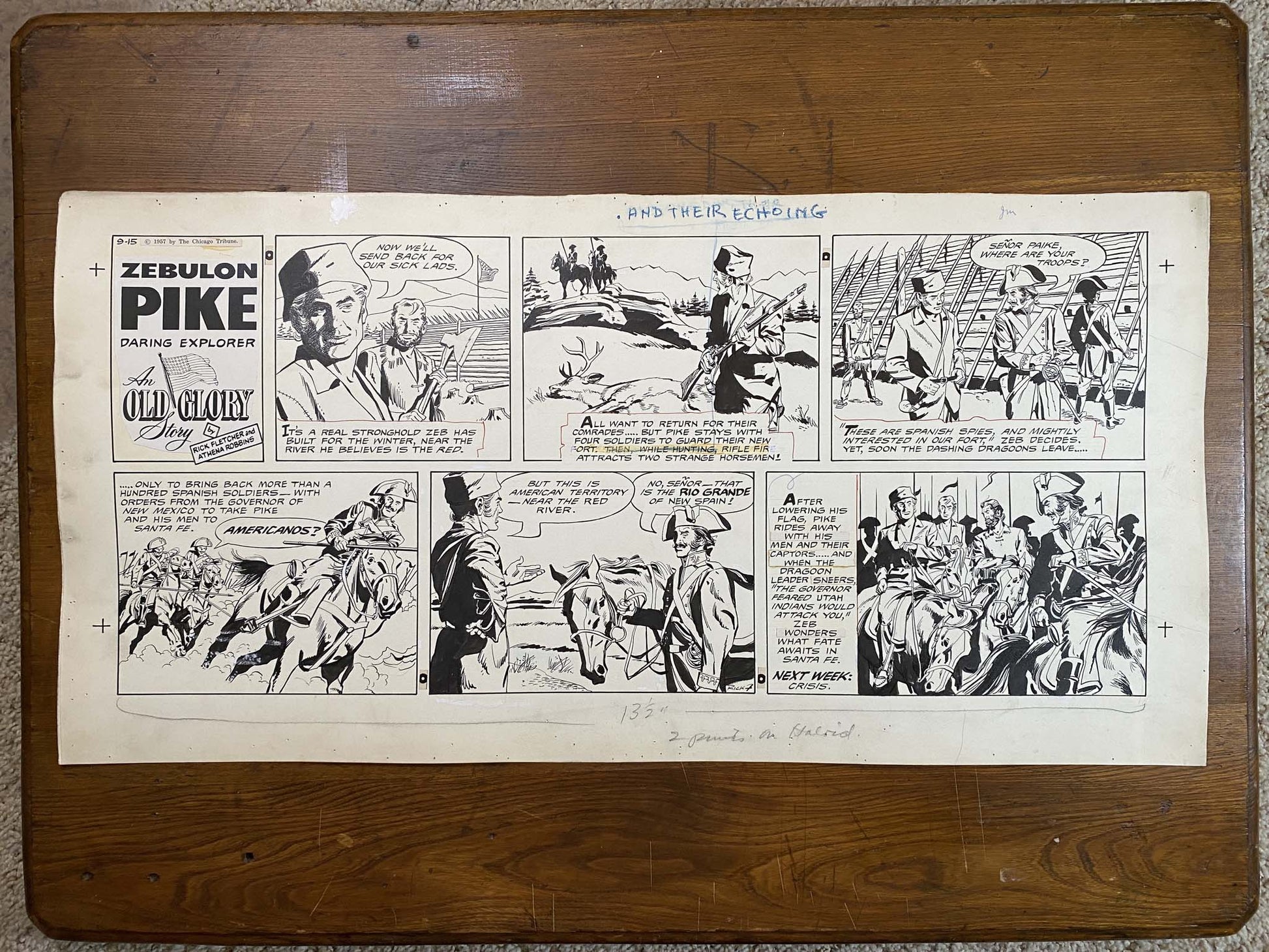 Zebulon Pike: An Old Glory Story 9/15/57 Original Art Illustration | Fletcher Studio