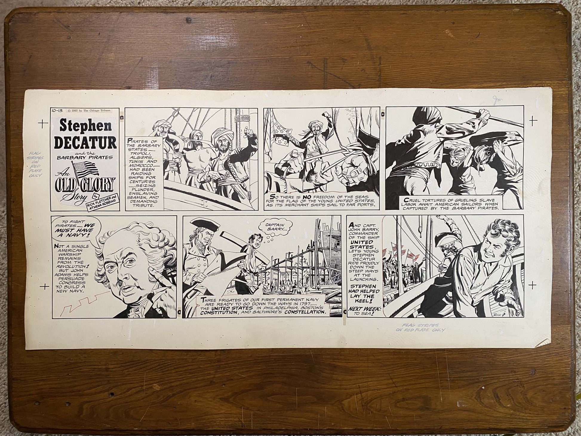 Stephen Decatur: An Old Glory Story 10/13/57 Original Art Illustration | Fletcher Studio