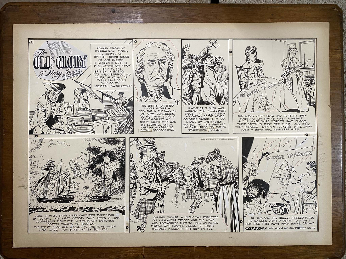 The Old Glory Story: History of the American Flag 7/4/53 Original Art Illustration | Fletcher Studio